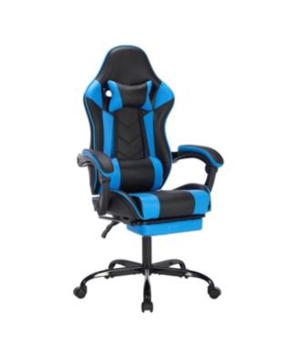 Gaming Chair with Footrest, with Headrest and Lumbar Support, PVC Leather Material, Support Racing Style Video Gaming Chair for Office/Home