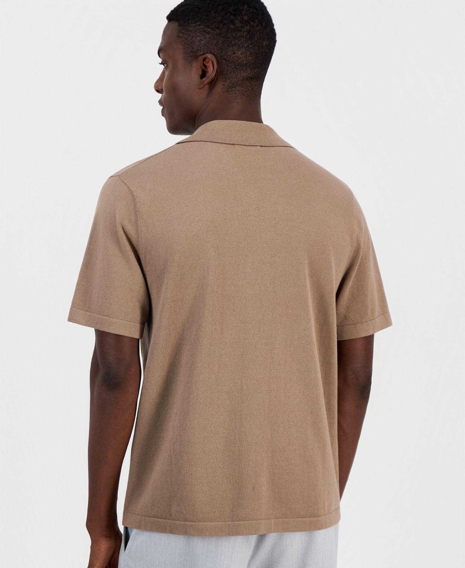 Men's Cotton-Blend Johnny-Collar Polo Sweater