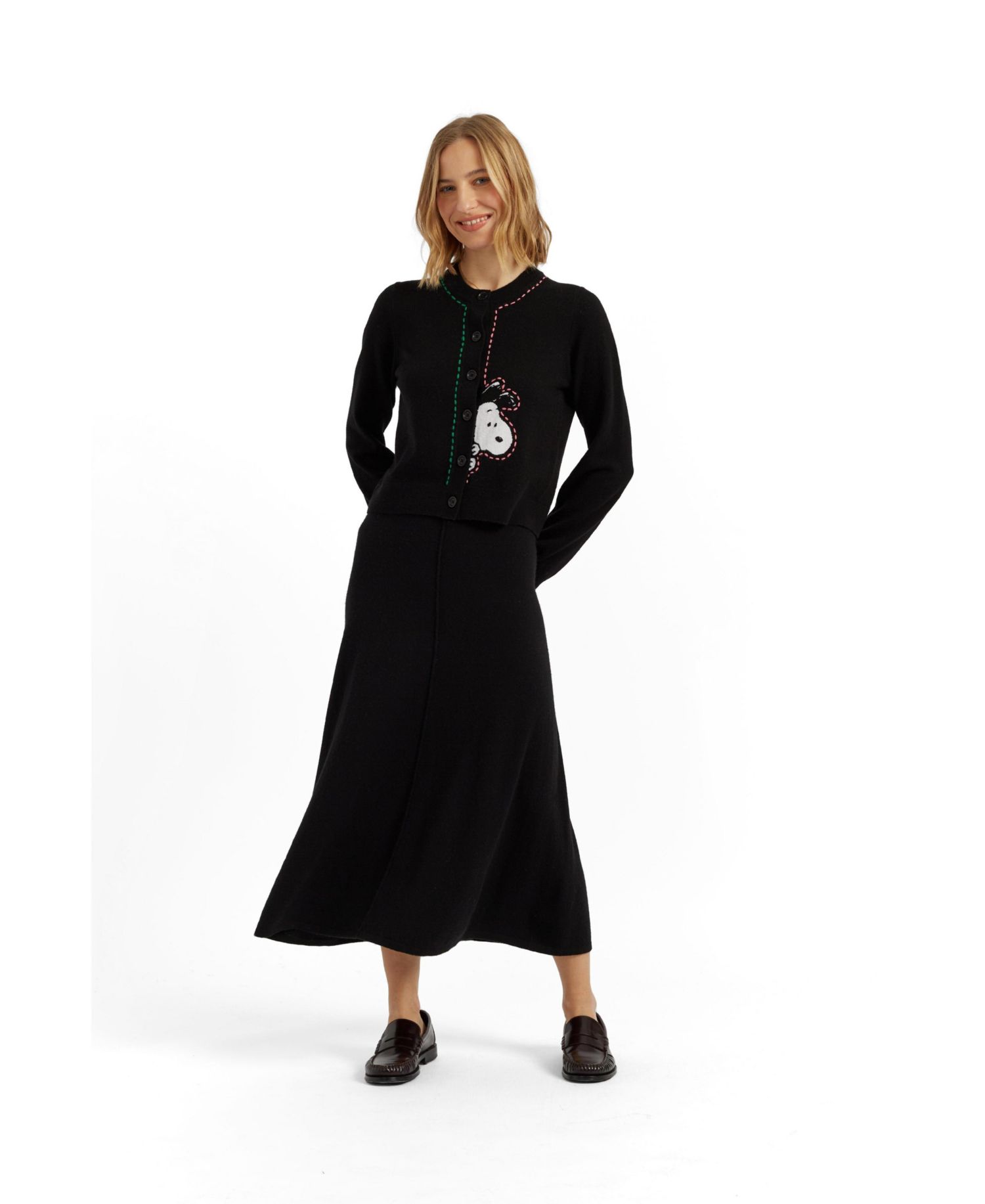 Chinti and Parker Women's Wool-Cashmere Snoopy Peep Cardigan