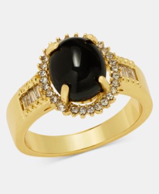 Black Crystal and Cubic Zirconia Ring