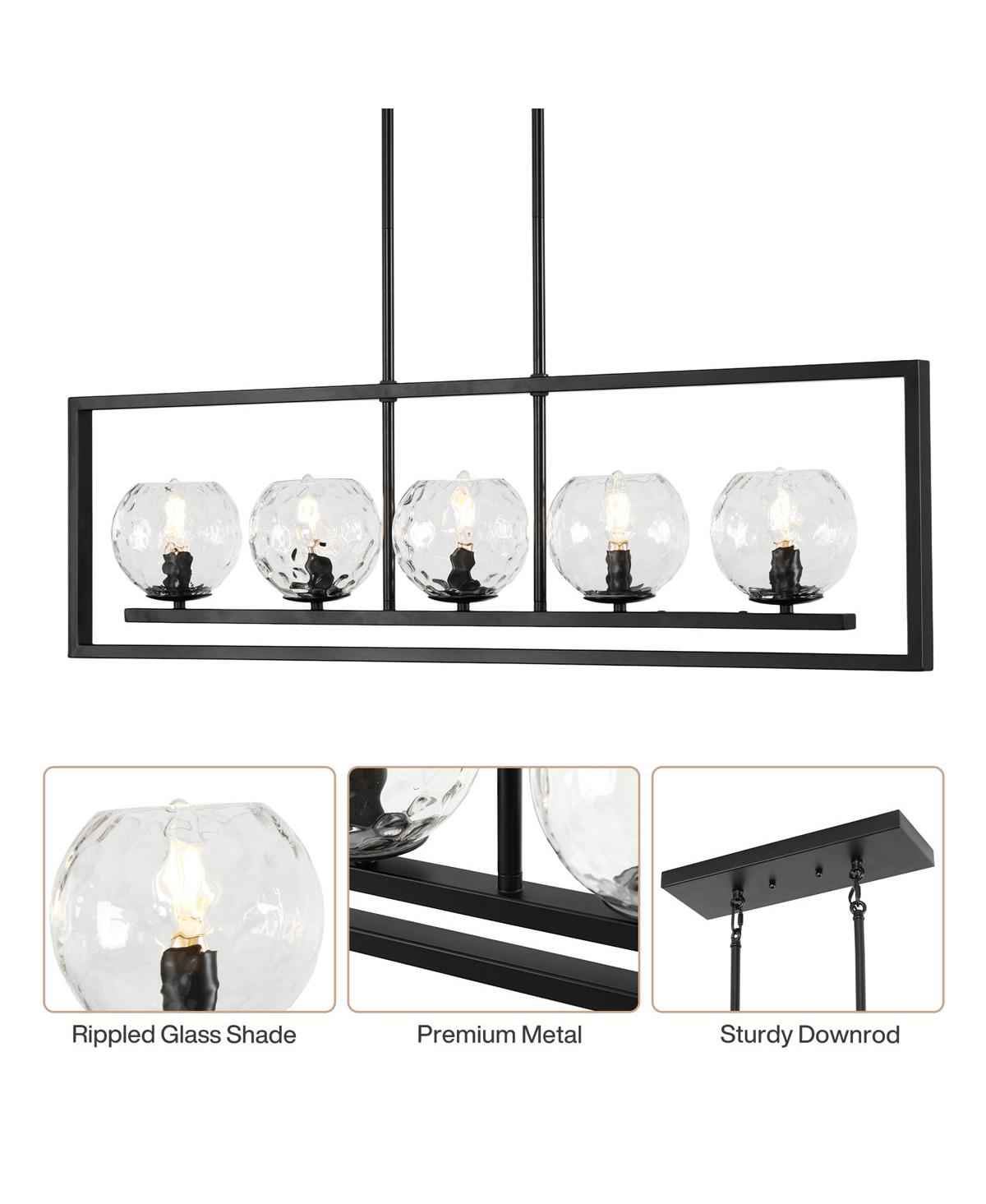 Tribesigns 5-Light Linear Kitchen Island Chandelier, Adjustable Pendant Light
