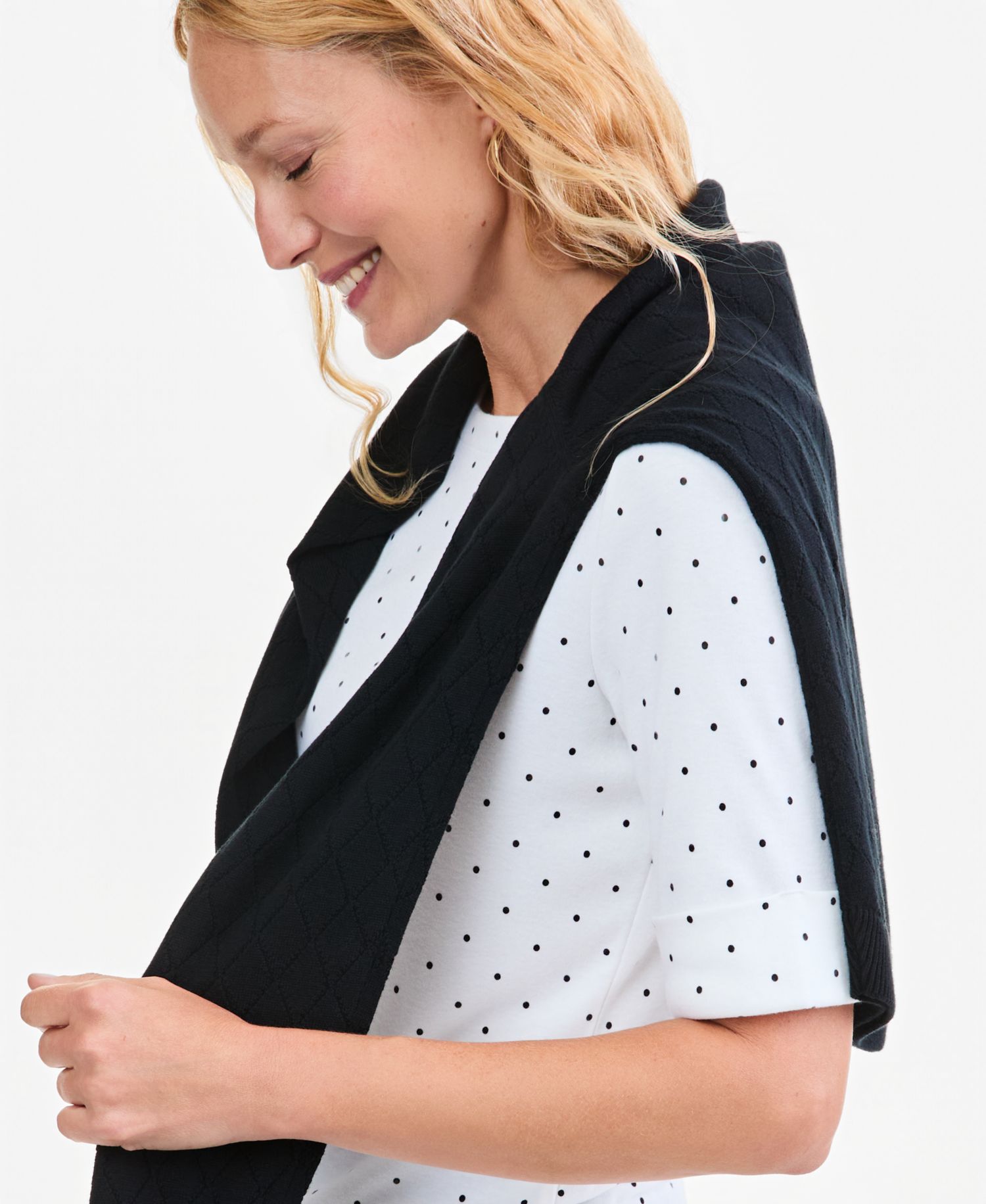 Petite Printed Boat-Neck Elbow Sleeve Top