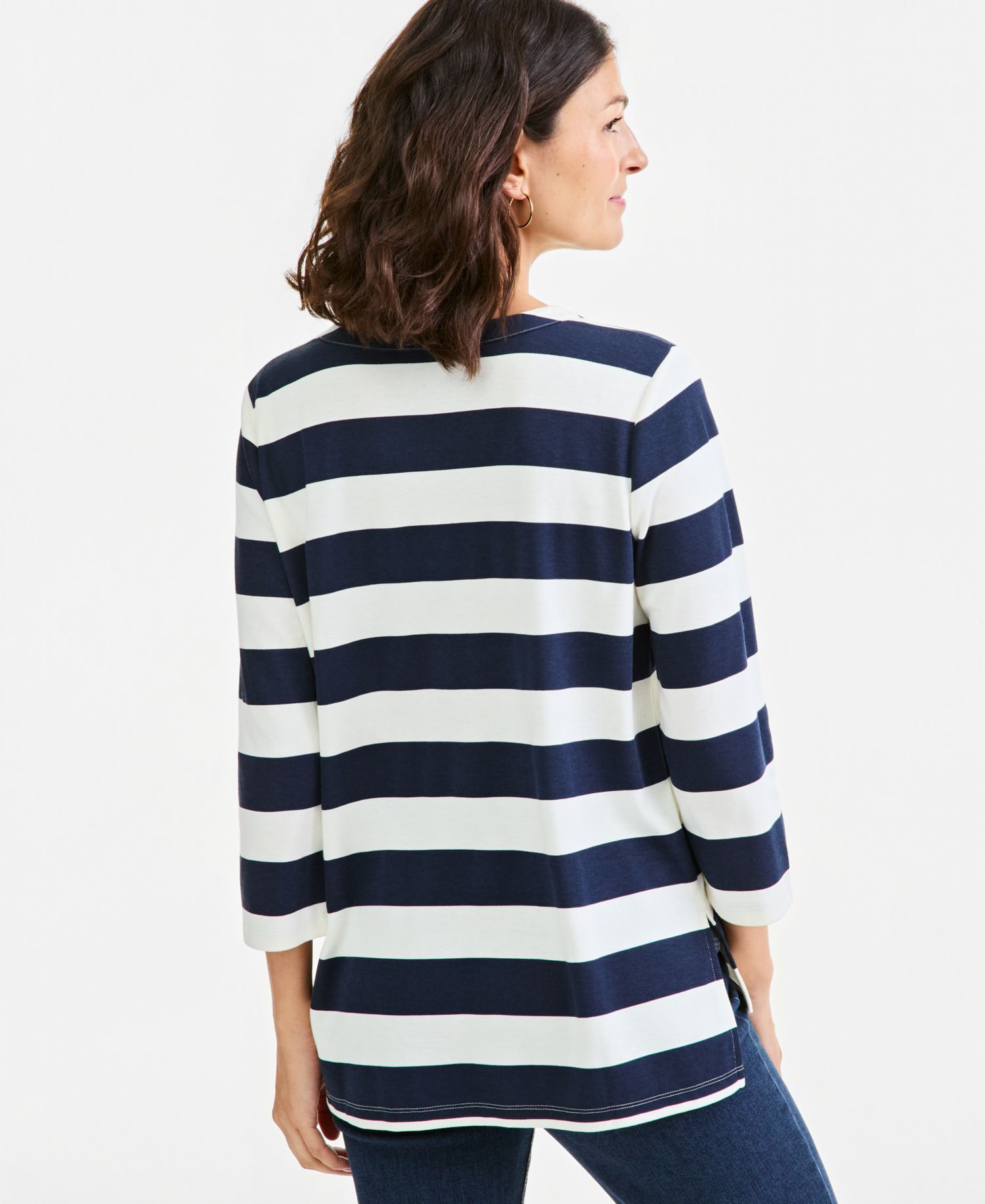 Petite Printed Split Neck 3/4-Sleeve Tunic