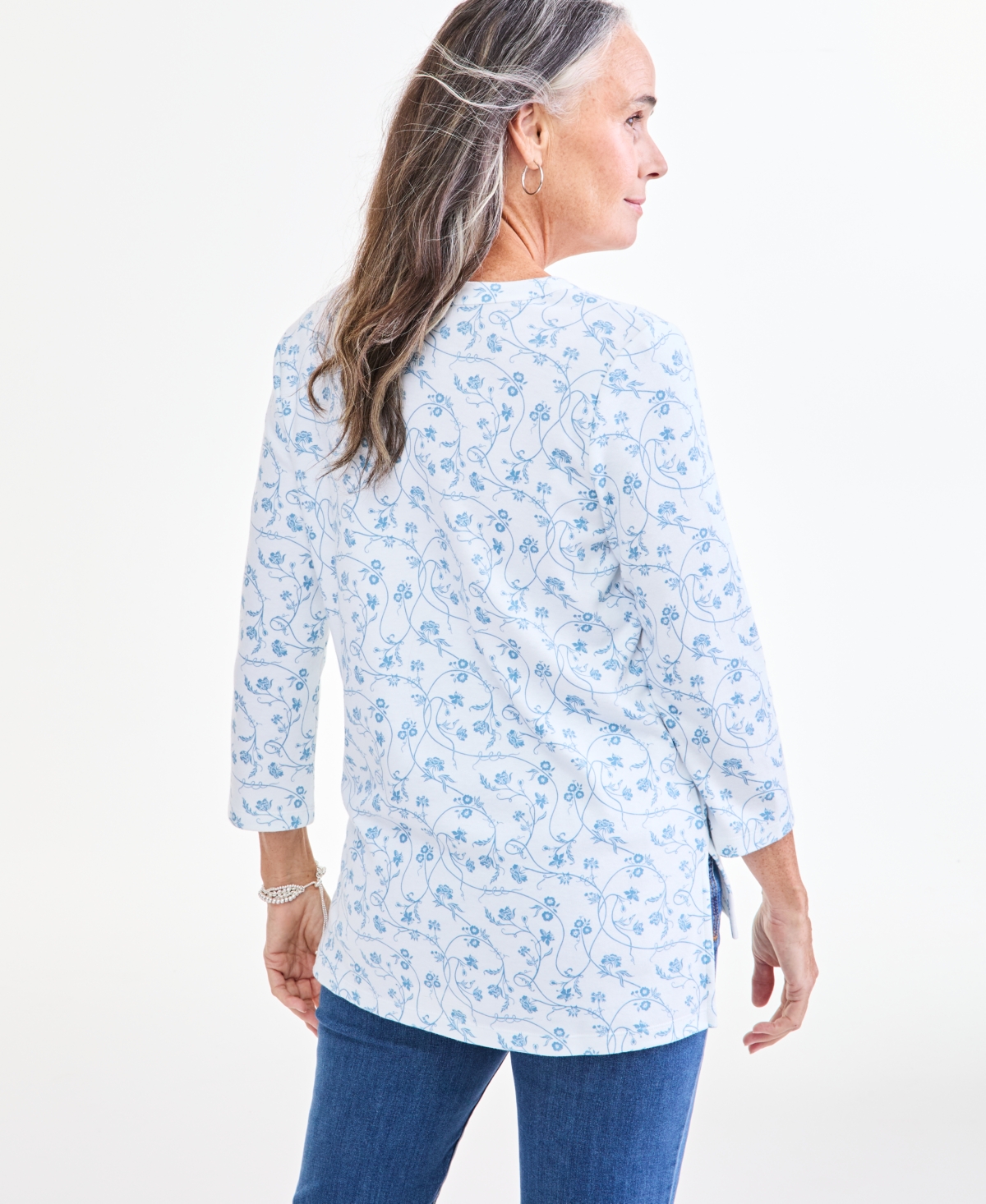 Style & Co Women's Printed 3/4-Sleeve Split-Neck Tunic, Macy's Exclusive