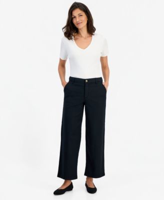Women's High Stretch High-Rise Cropped Wide-Leg Pants