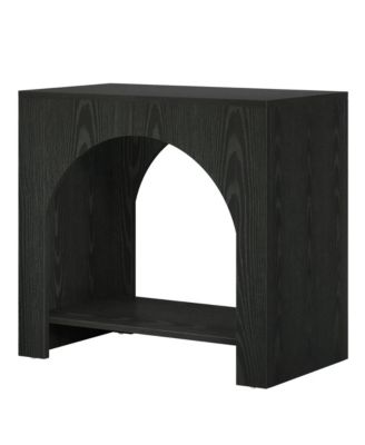 2 Tier Bedside Table, Farmhouse Nightstand with Open Shelf, Wooden Base and Spacious Tabletop, Accent Furniture for Living Room, Bedroom