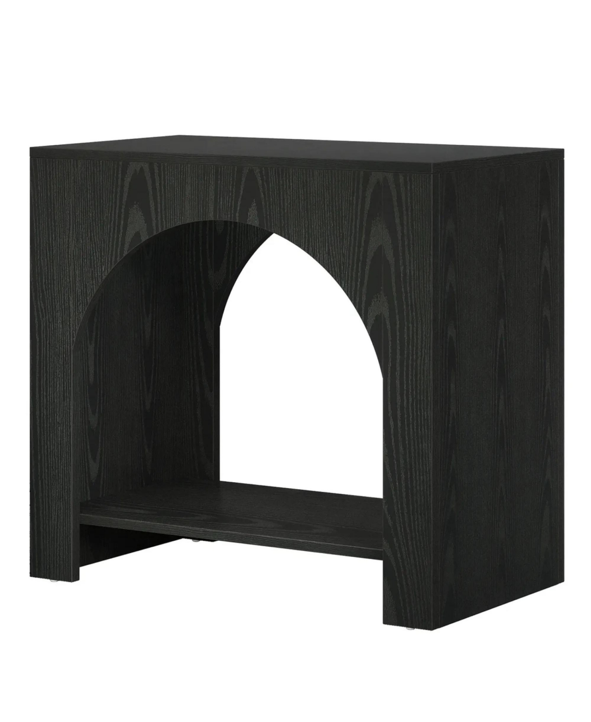 Rainsken 2 Tier Bedside Table, Farmhouse Nightstand with Open Shelf, Wooden Base and Spacious Tabletop, Accent Furniture for Living Room