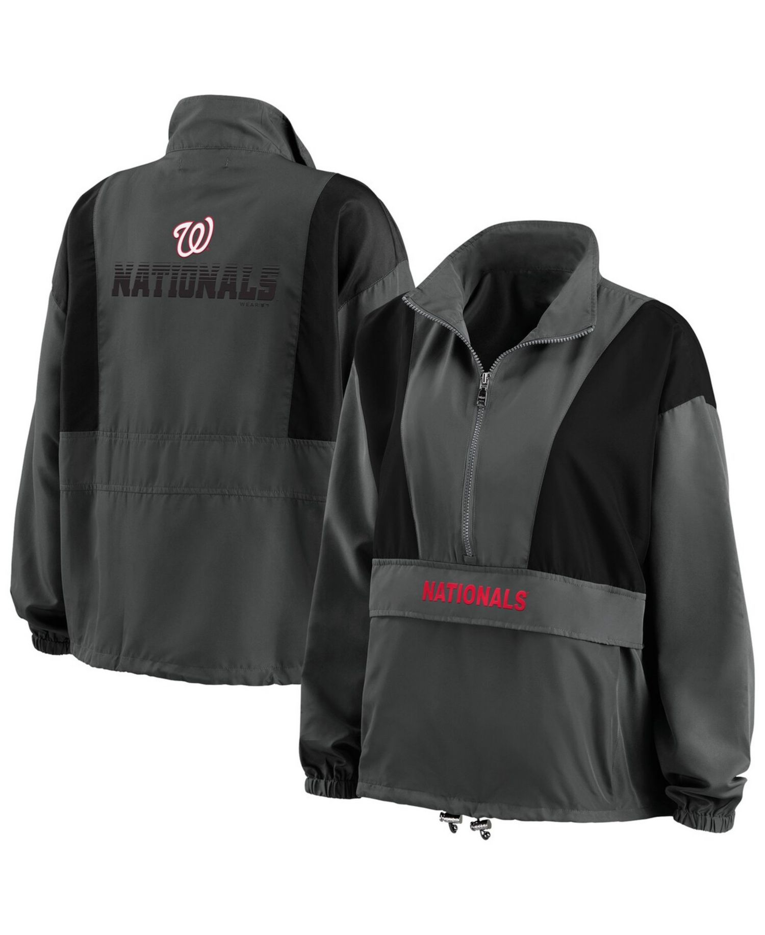 Women's Charcoal Washington Nationals Packable Half-Zip Jacket