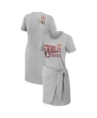 Women's Heather Gray Florida State Seminoles Knotted T-Shirt Dress