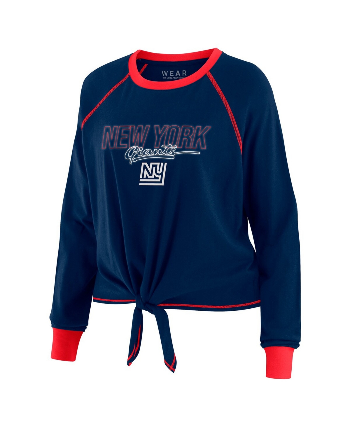Wear by Erin Andrews Women's Royal New York Giants Tie-Front Long Sleeve T-Shirt