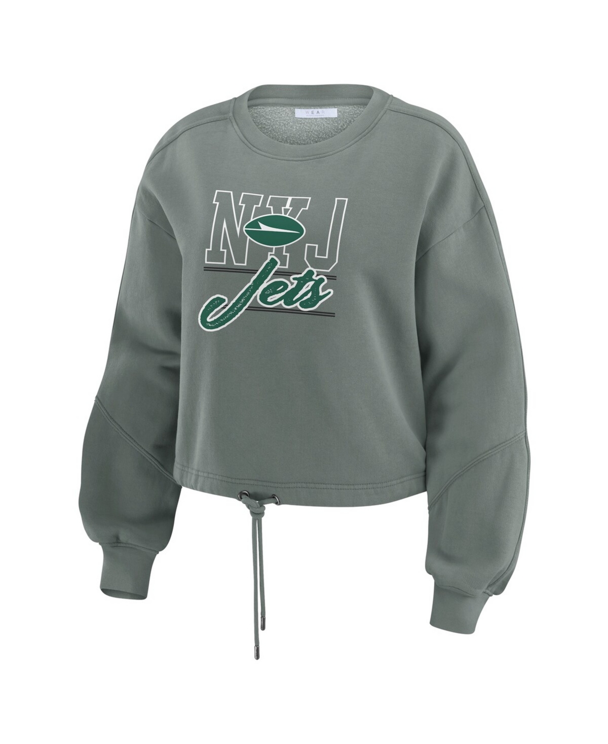 Wear by Erin Andrews Women's 2-Piece Green New York Jets Washed Fleece Long Sleeve T-Shirt & Shorts Lounge Set