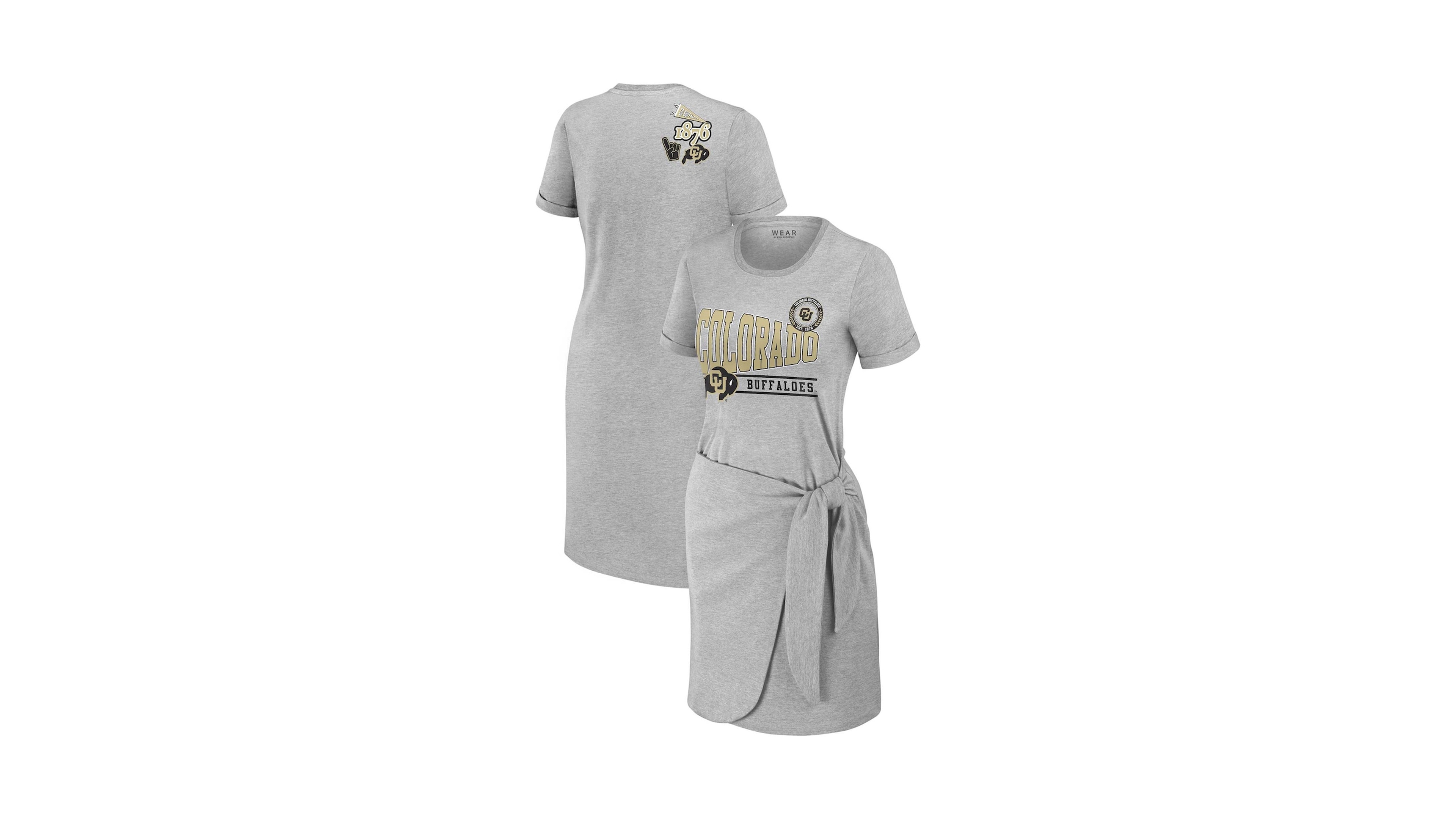 Wear by Erin Andrews Women's Heather Gray Colorado Buffaloes Knotted T-Shirt Dress
