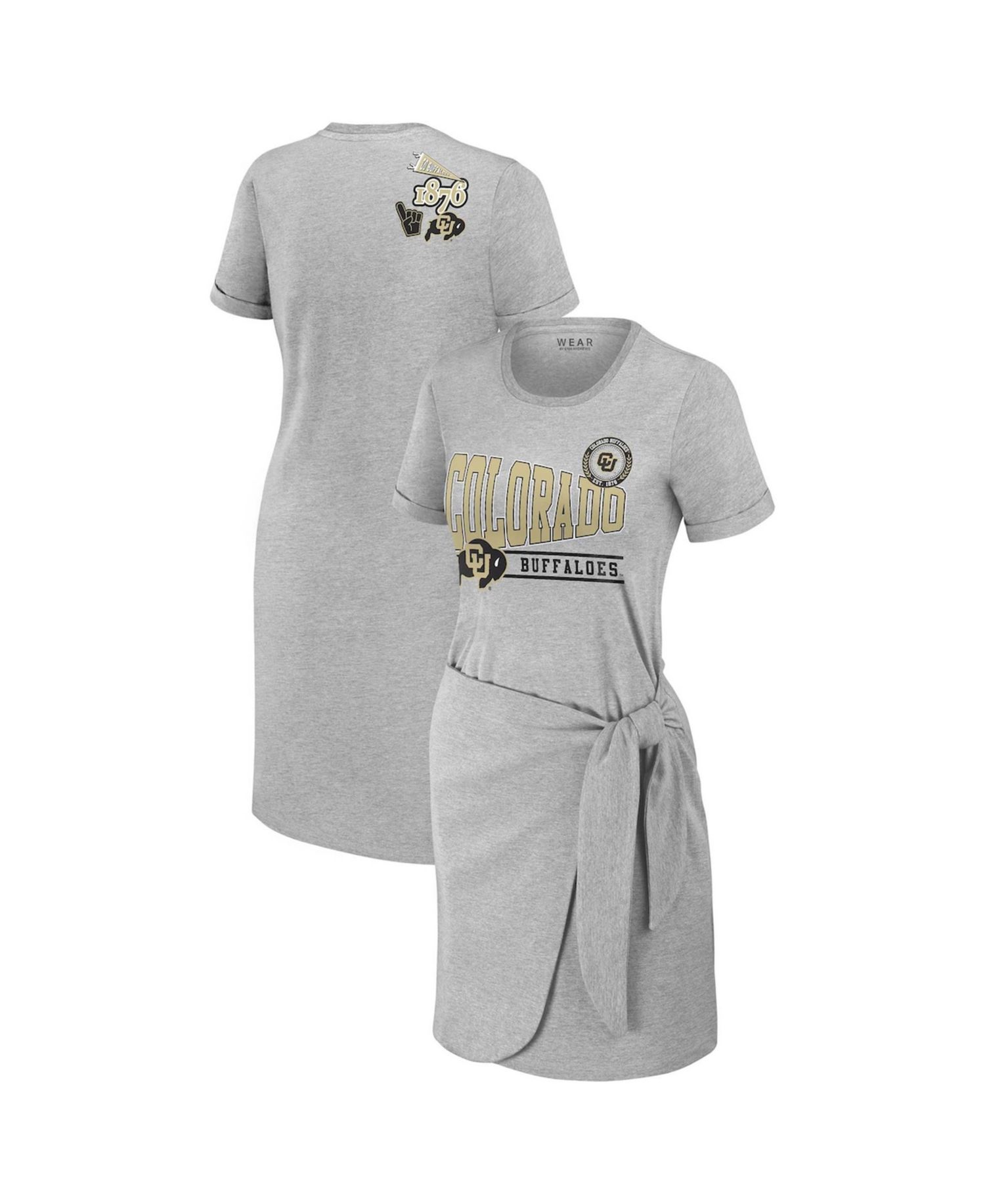 Women's Heather Gray Colorado Buffaloes Knotted T-Shirt Dress