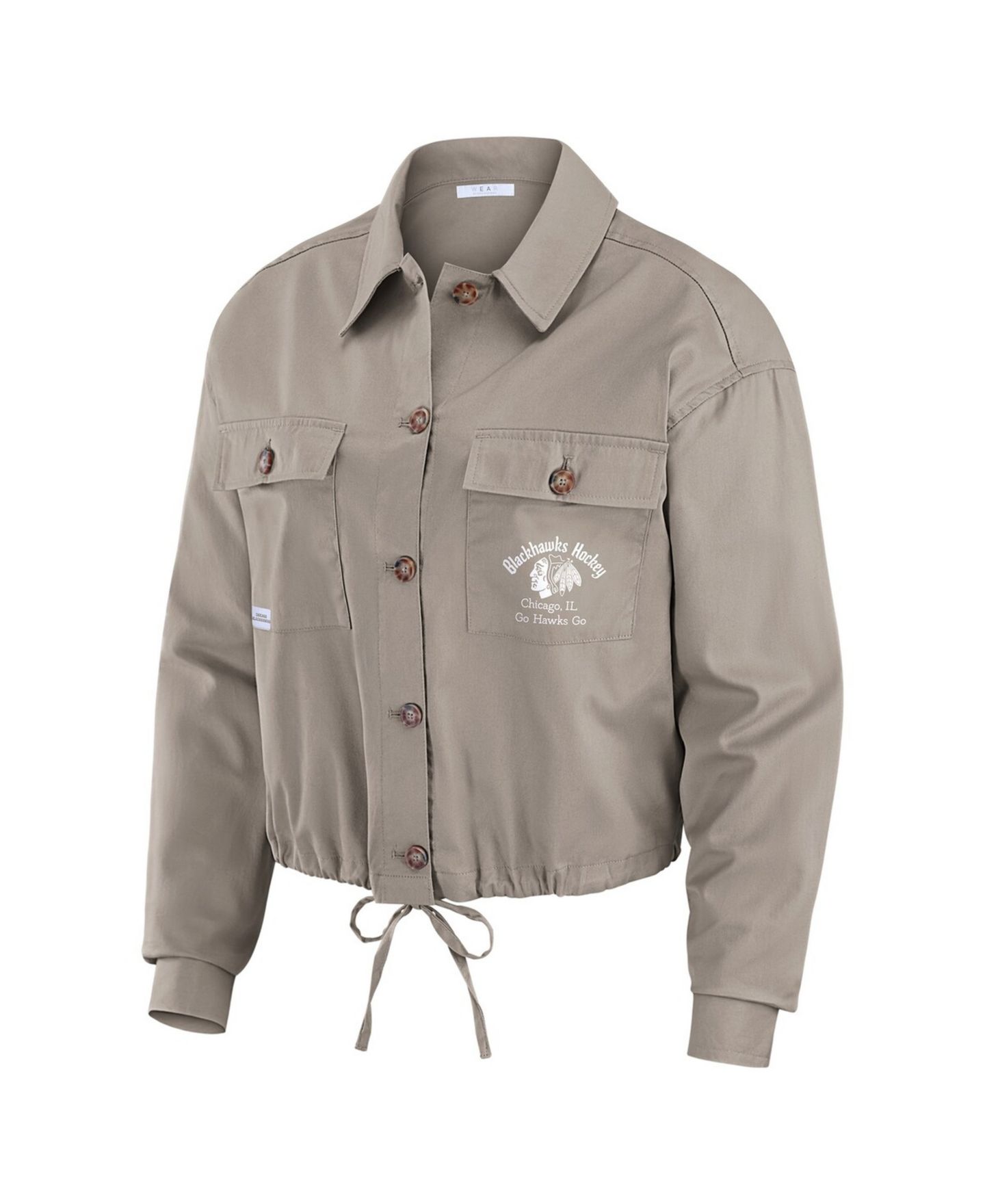 Женская куртка WEAR by Erin Andrews Khaki Chicago Blackhawks Cinched Button-Up — фото 2