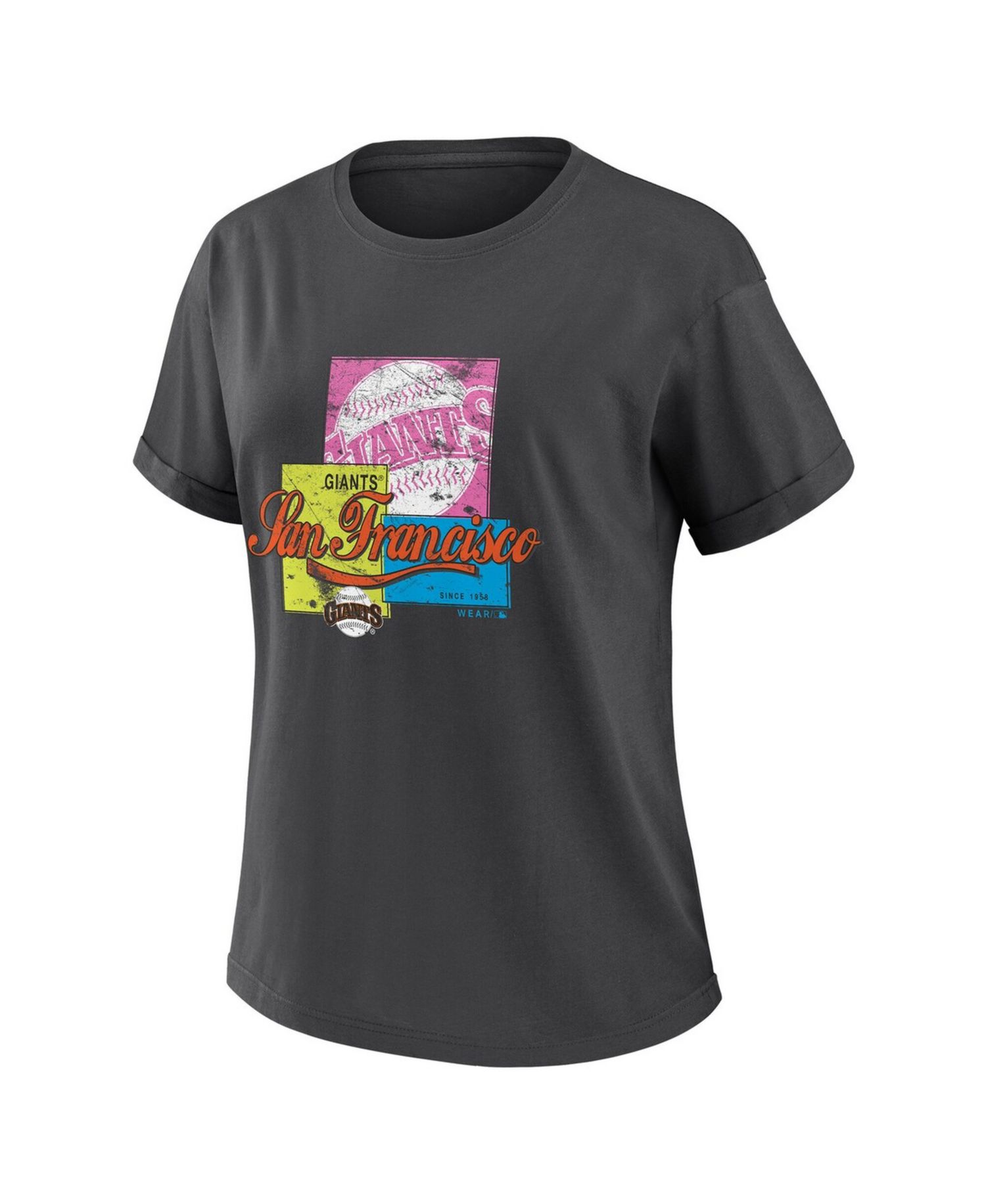 Women's Charcoal San Francisco Giants Domestic Box Color Boyfriend T-Shirt
