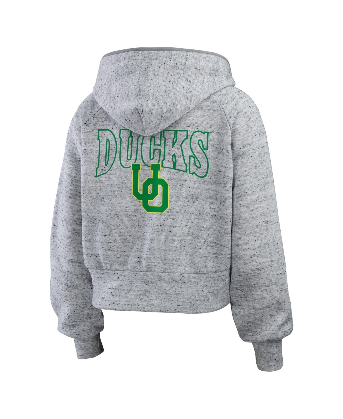 Wear by Erin Andrews Women's Heather Gray Oregon Ducks Wear Speckle Double-Hit Raglan Full-Zip Hoodie
