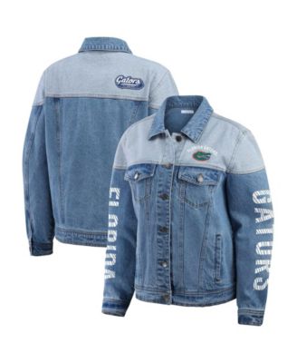 Women's Denim Florida Gators Sleeve Hit Color Block Button-Down Denim Jacket