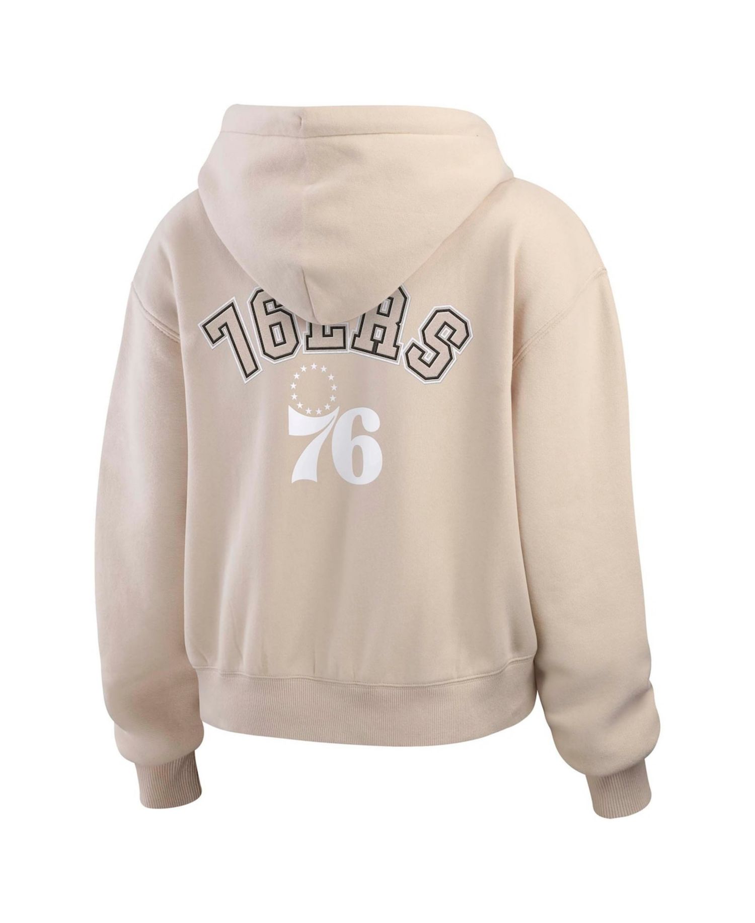 Women's Cream Philadelphia 76ers Plus Size Tonal Felt Patch Full-Zip Hoodie