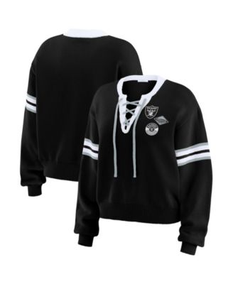 Women's Black Las Vegas Raiders Lace-Up Pullover Sweatshirt