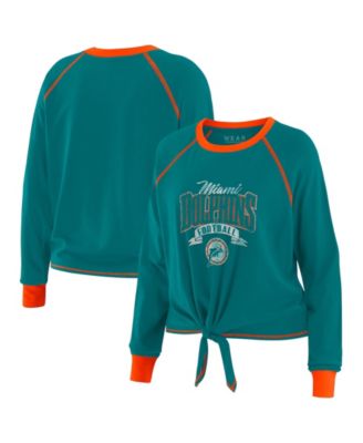 Women's Aqua/Orange Miami Dolphins Tie-Front Long Sleeve Top