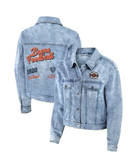 Женские куртки WEAR by Erin Andrews Women's Chicago Bears Full-Snap Denim Jacket