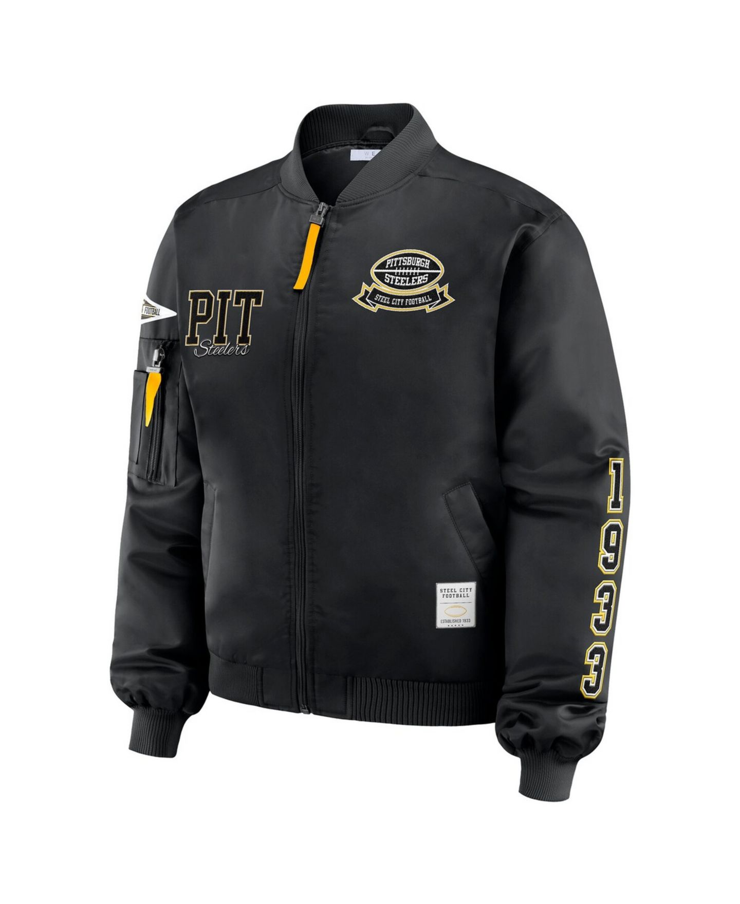 Женская куртка WEAR by Erin Andrews Black Pittsburgh Steelers Patch Full-Zip Bomber — фото 2