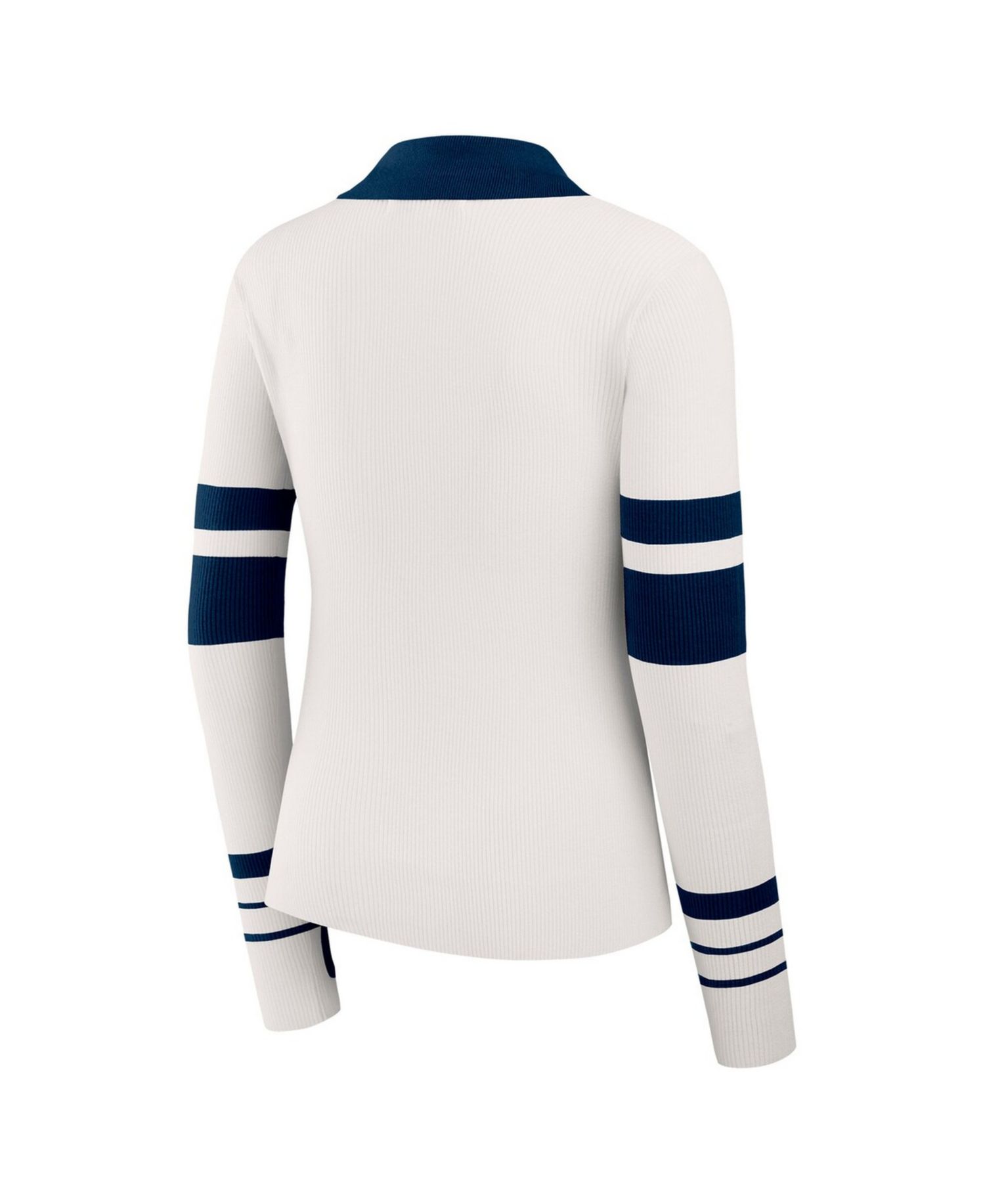 Women's White New England Patriots Ribbed Henley Polo Sweater