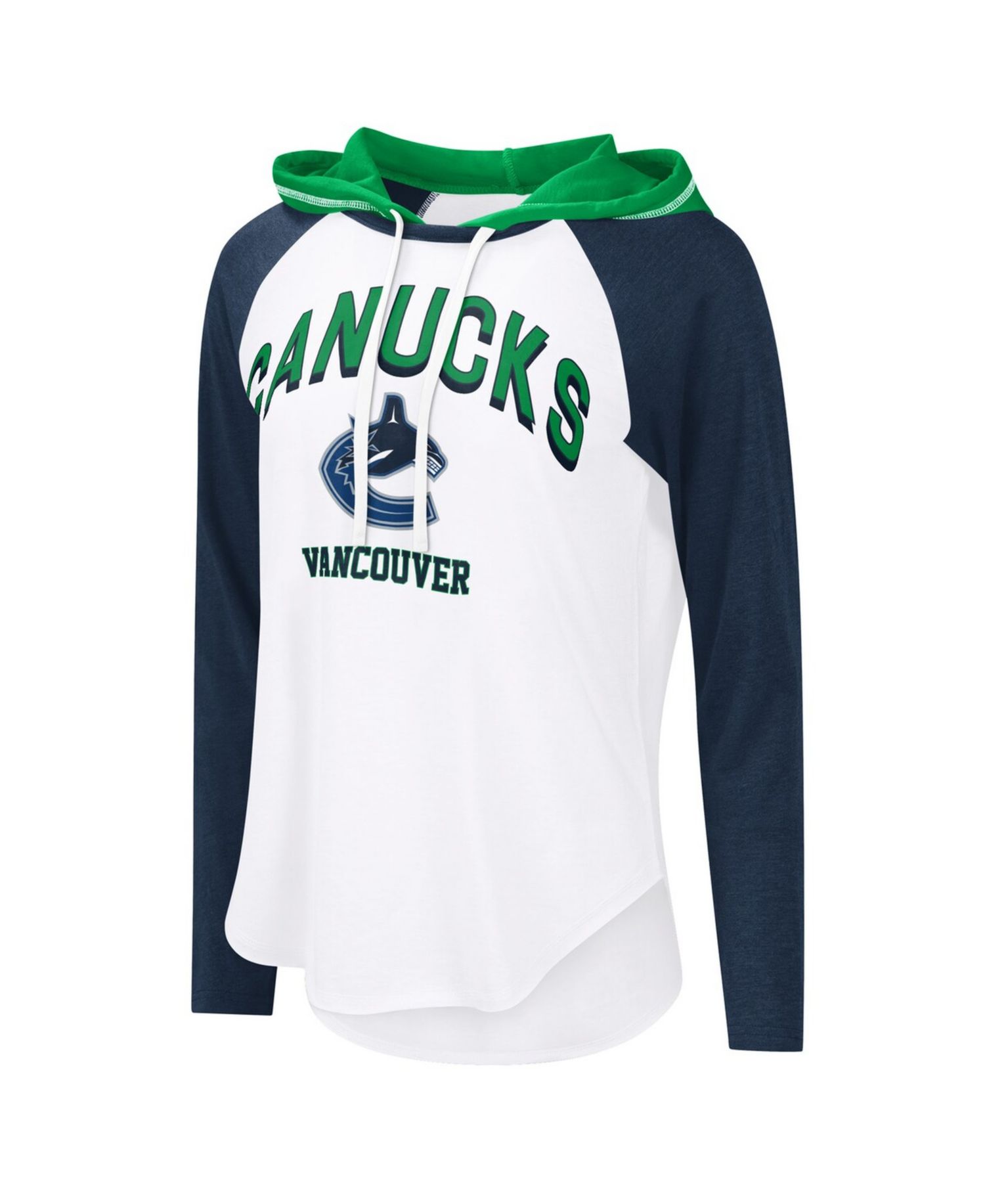 Women's G-III 4Her by Carl Banks White Vancouver Canucks VIP Raglan Long Sleeve Hoodie