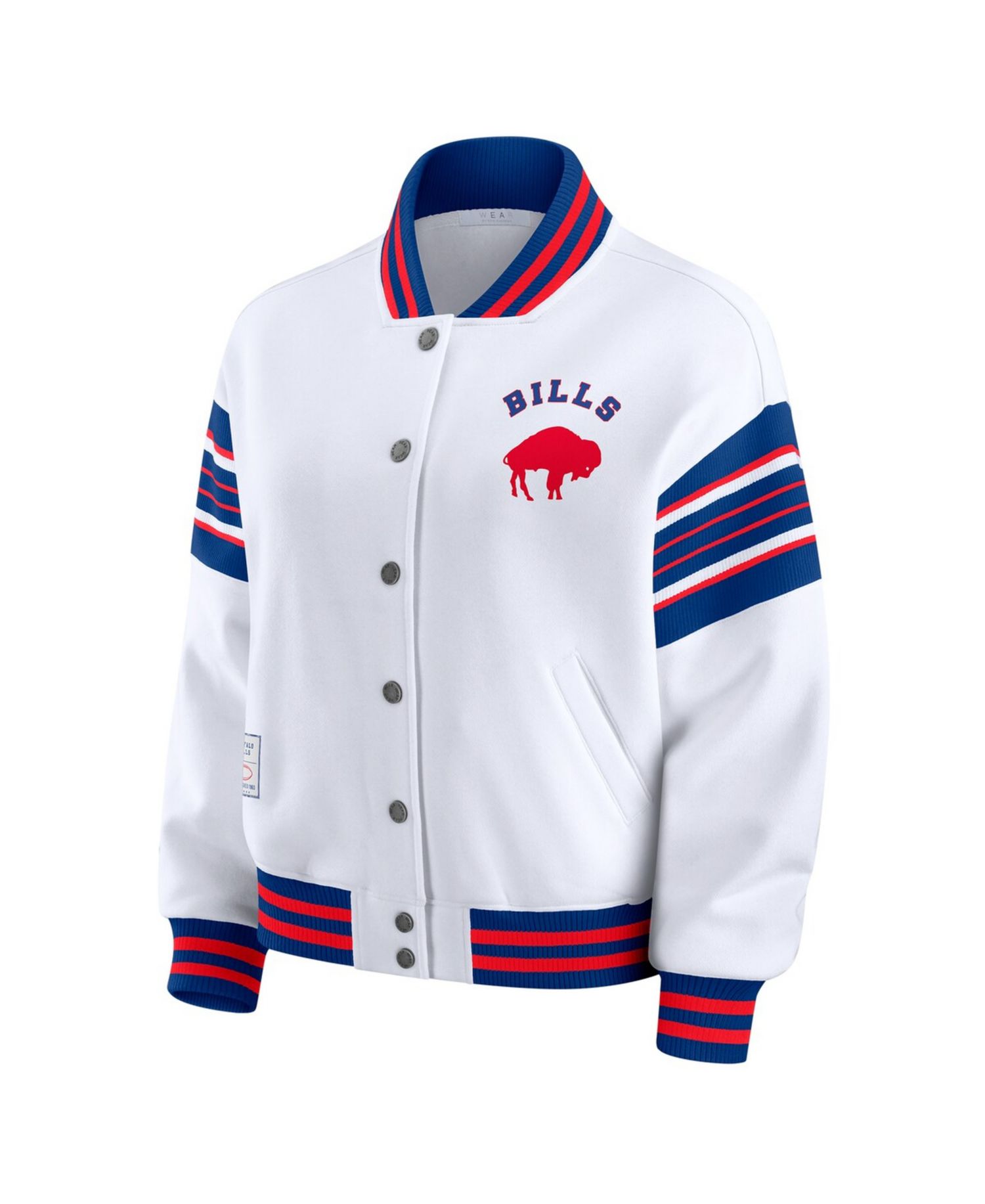 Women's White Buffalo Bills Plus Size Full-Snap Fleece Sweatshirt Jacket