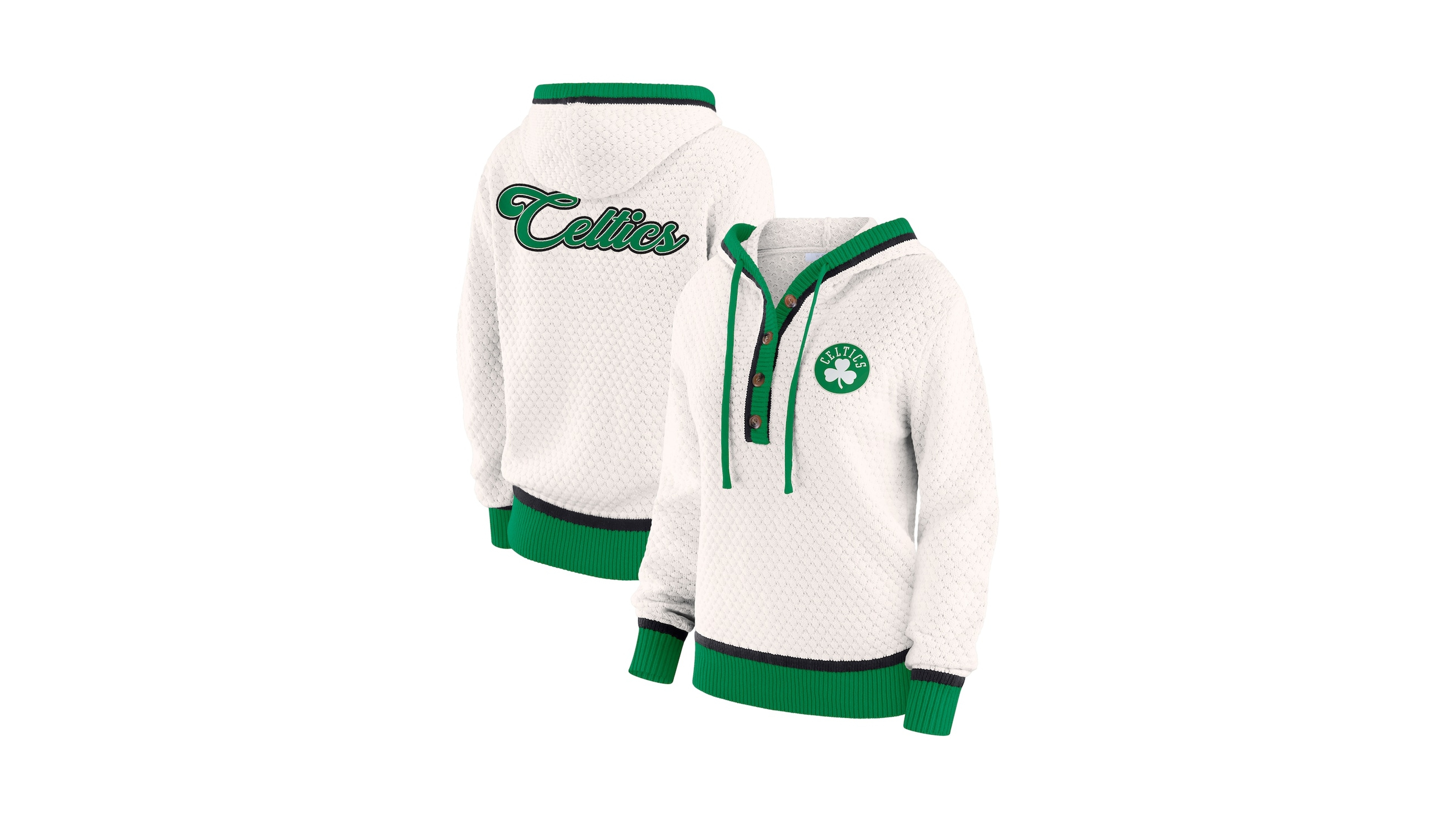 Wear by Erin Andrews Women's Cream Boston Celtics Plus Hoodie