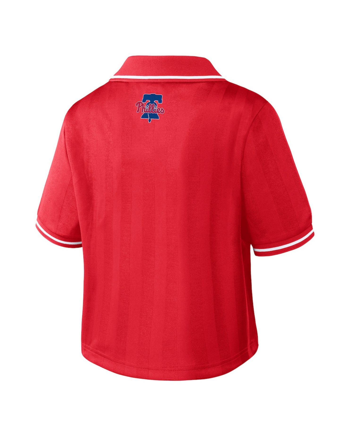 Women's Red Philadelphia Phillies Cropped V-Neck Polo Shirt