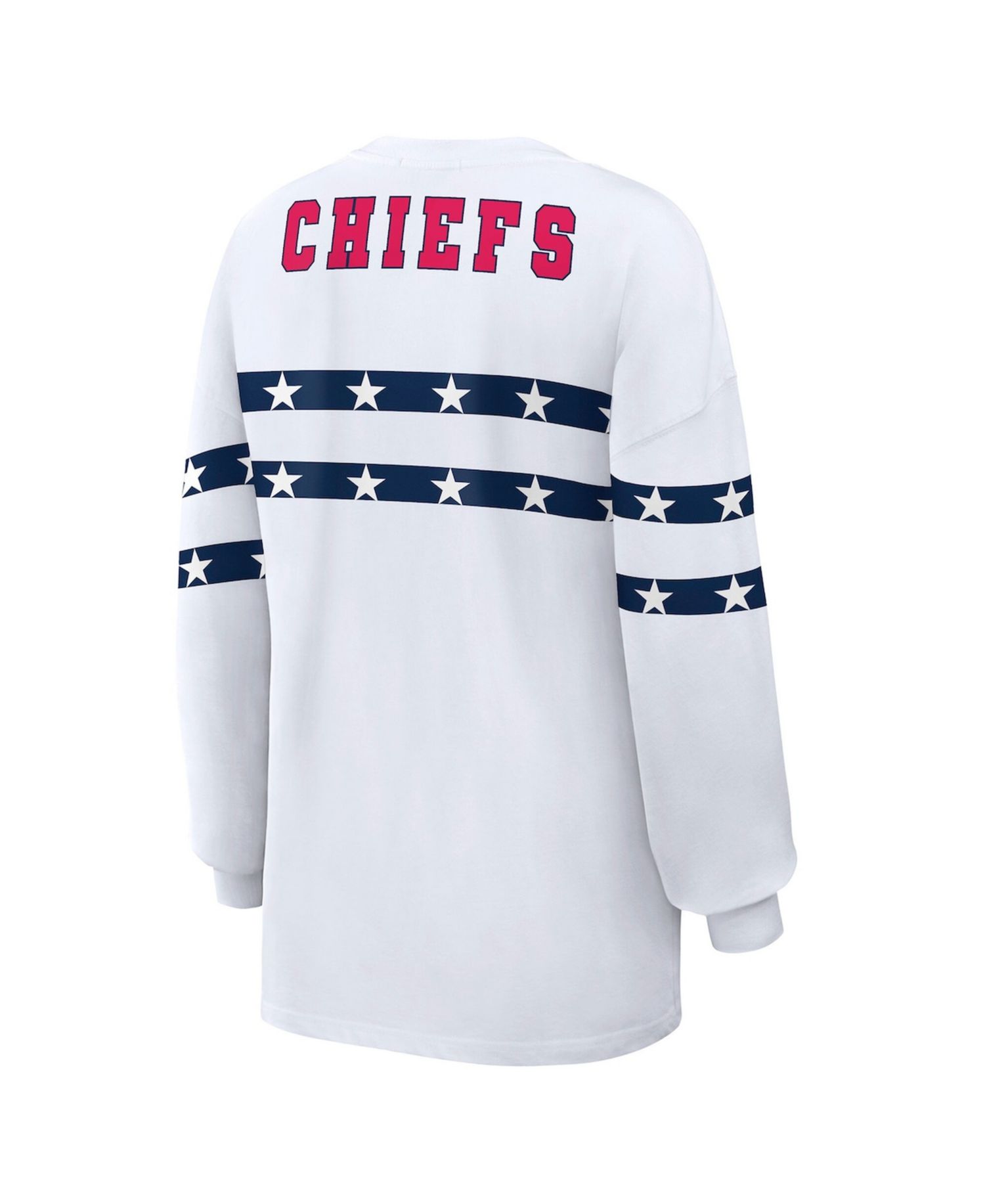 Women's White Kansas City Chiefs Americana Stripe Long Sleeve T-Shirt