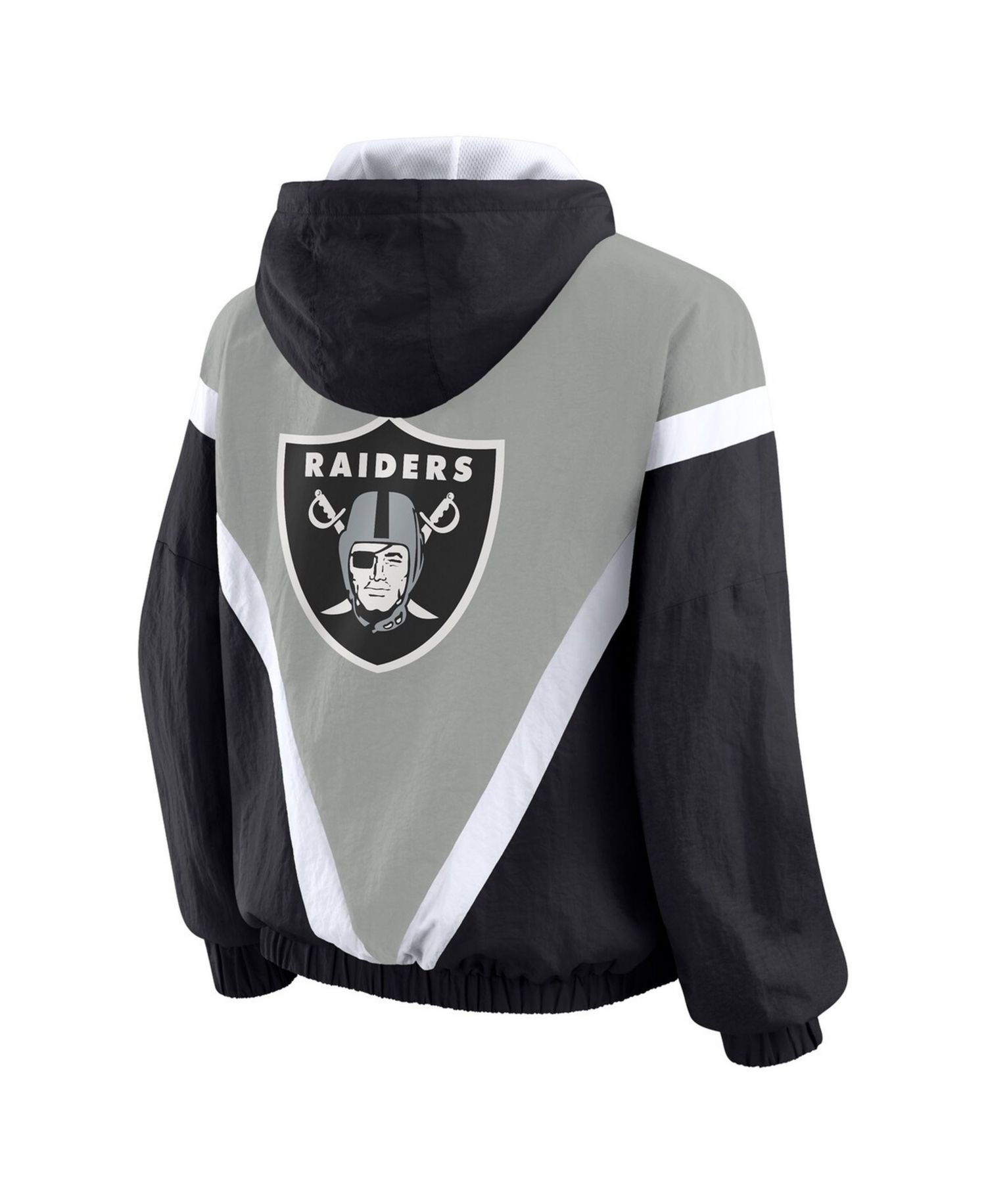 Women's Black/Gray Las Vegas Raiders Plus Size Retro Crinkle Full-Zip Hoodie Windbreaker Jacket