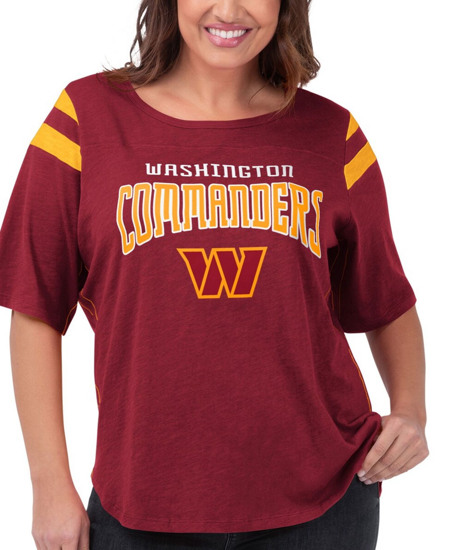 Women's Burgundy Washington Commanders Plus Size Linebacker T-Shirt