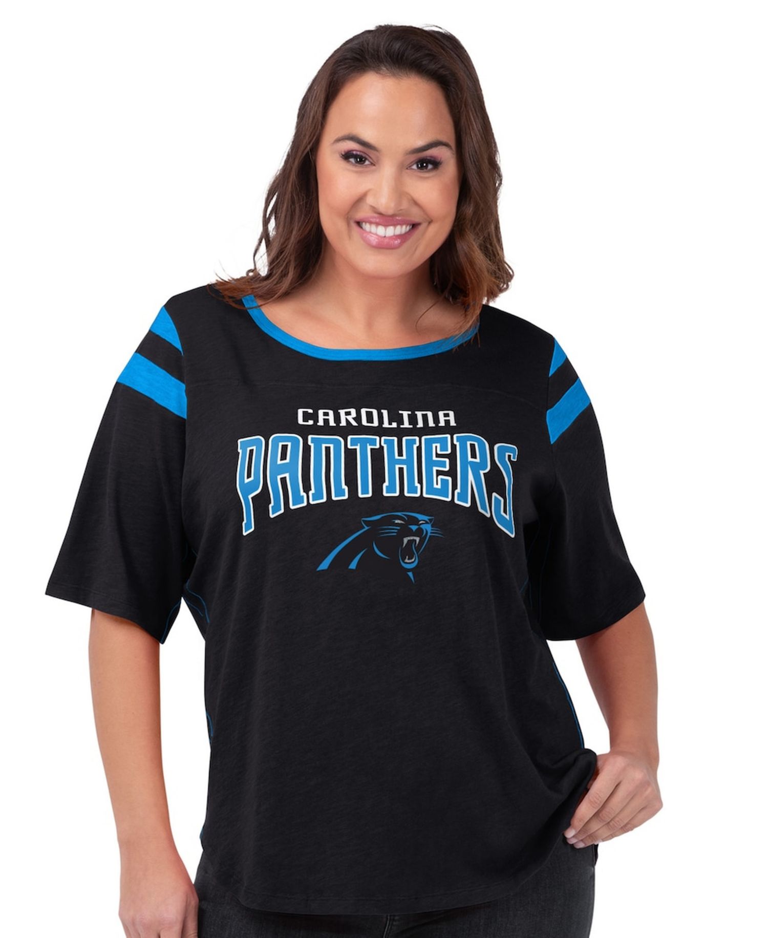 Women's Black Carolina Panthers Plus Size Linebacker T-Shirt