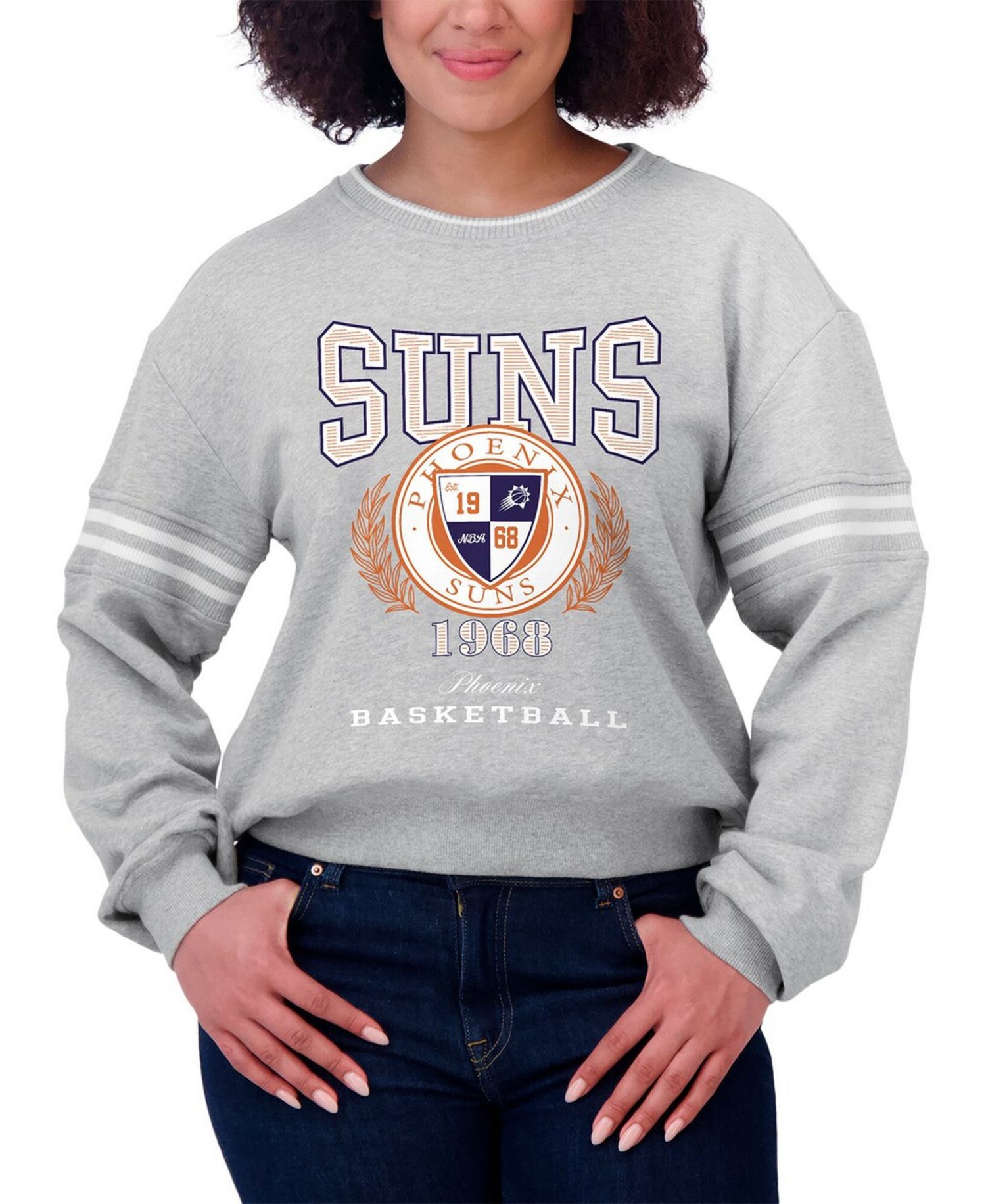 Women's Heather Gray Phoenix Suns French Terry Pullover Sweatshirt
