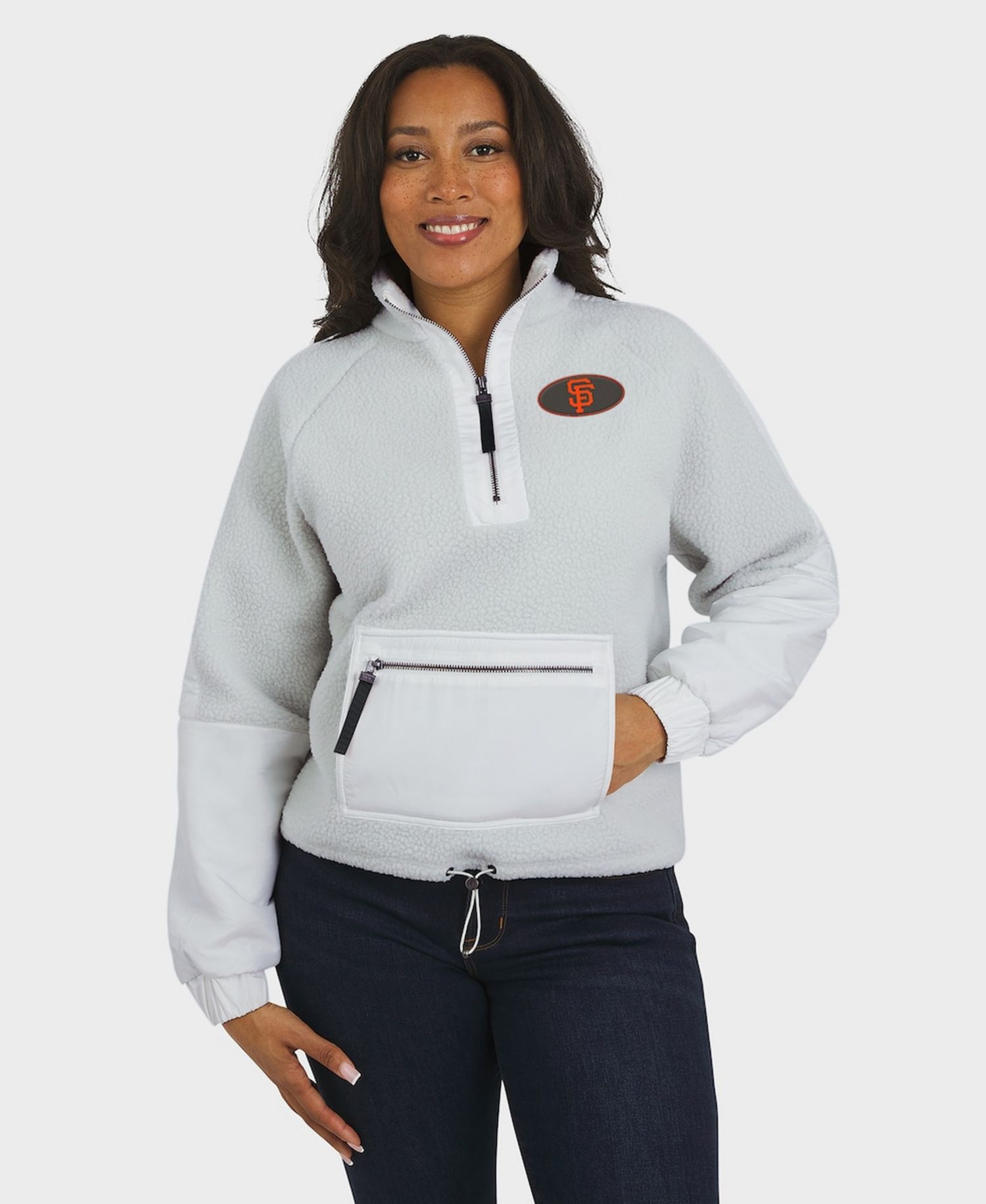 Women's Gray San Francisco Giants Polar Fleece Quarter-Zip Jacket
