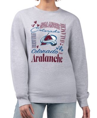 Women's Heather Gray Colorado Avalanche Collage Graphic Fleece Long Sleeve Pullover Sweatshirt