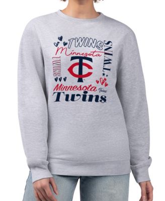 Women's Heather Gray Minnesota Twins Collage Team Graphic Fleece Pullover Sweatshirt