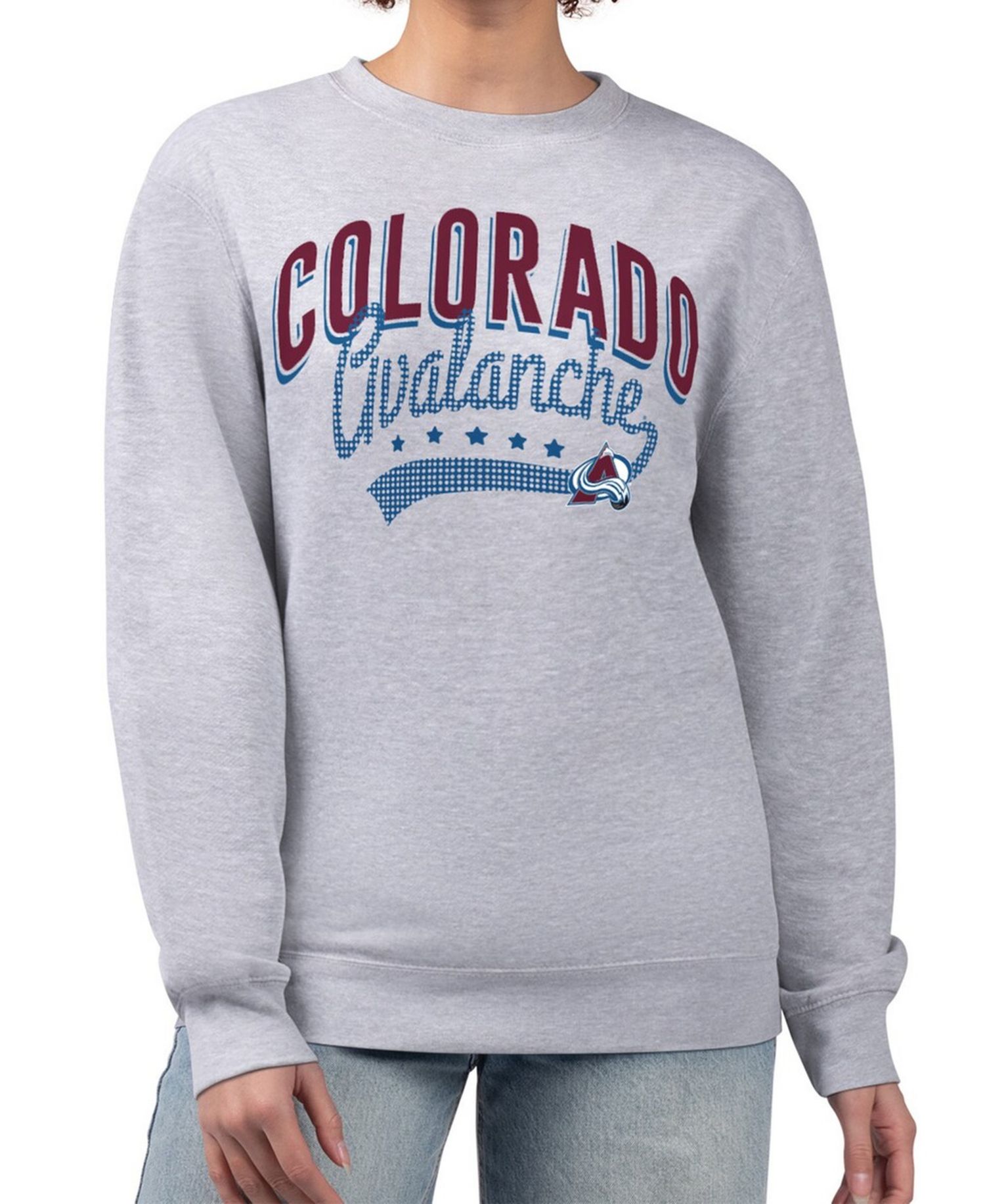 Women's Heather Gray Colorado Avalanche Filigree Team Graphic Fleece Pullover Sweatshirt