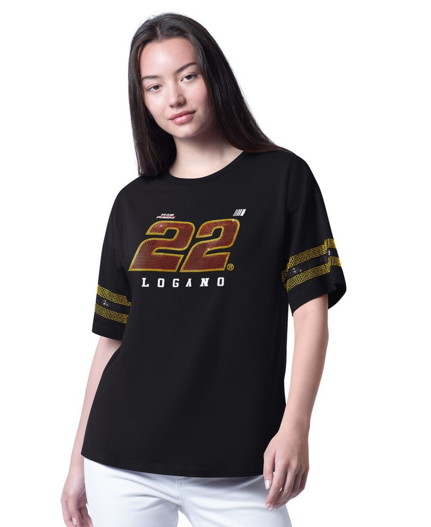 Women's Black Joey Logano Fan Catch T-Shirt
