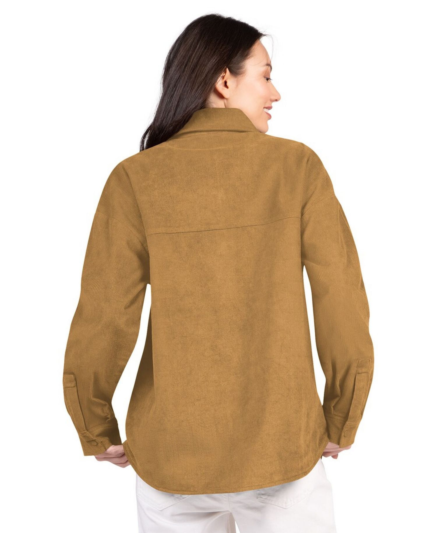 Women's Brown Dallas Cowboys Re-Match Corduroy Full-Snap Shacket