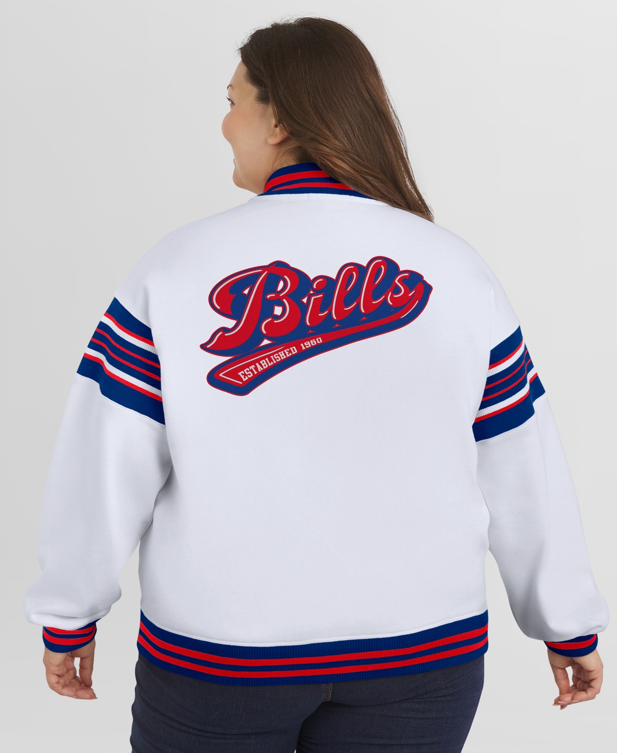 Wear by Erin Andrews Women's White Buffalo Bills Plus Full-Snap Fleece Sweatshirt Jacket