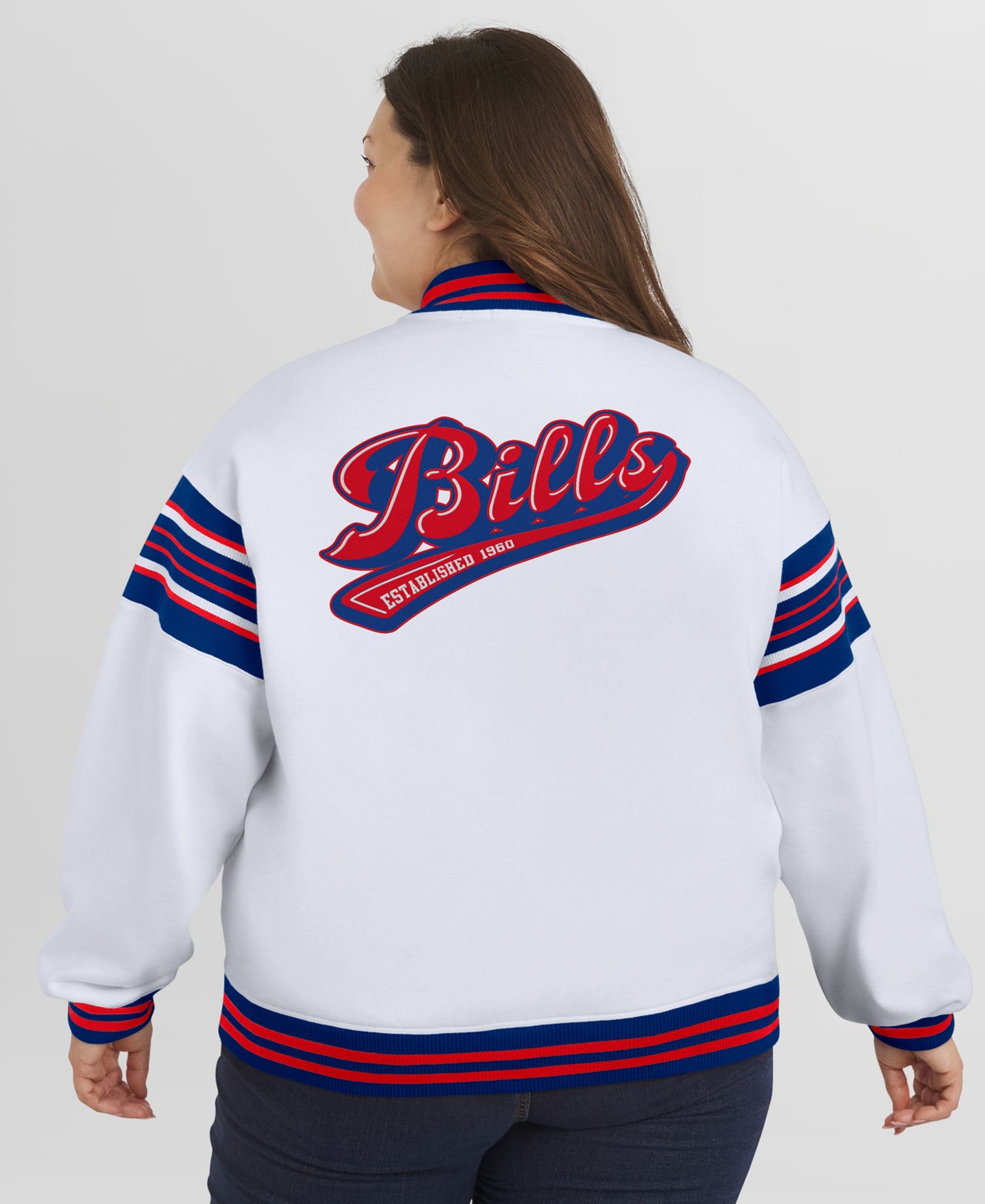 Women's White Buffalo Bills Plus Size Full-Snap Fleece Sweatshirt Jacket