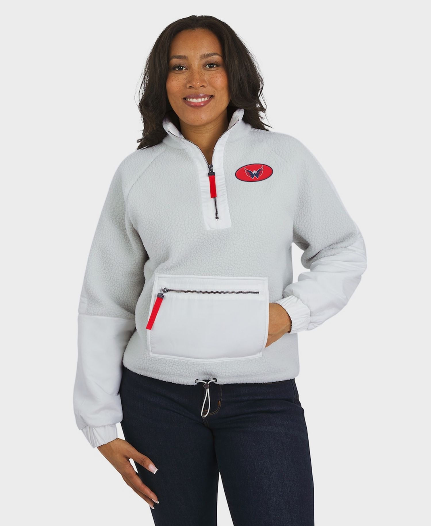 Women's Gray Washington Capitals Polar Fleece Quarter-Zip Jacket