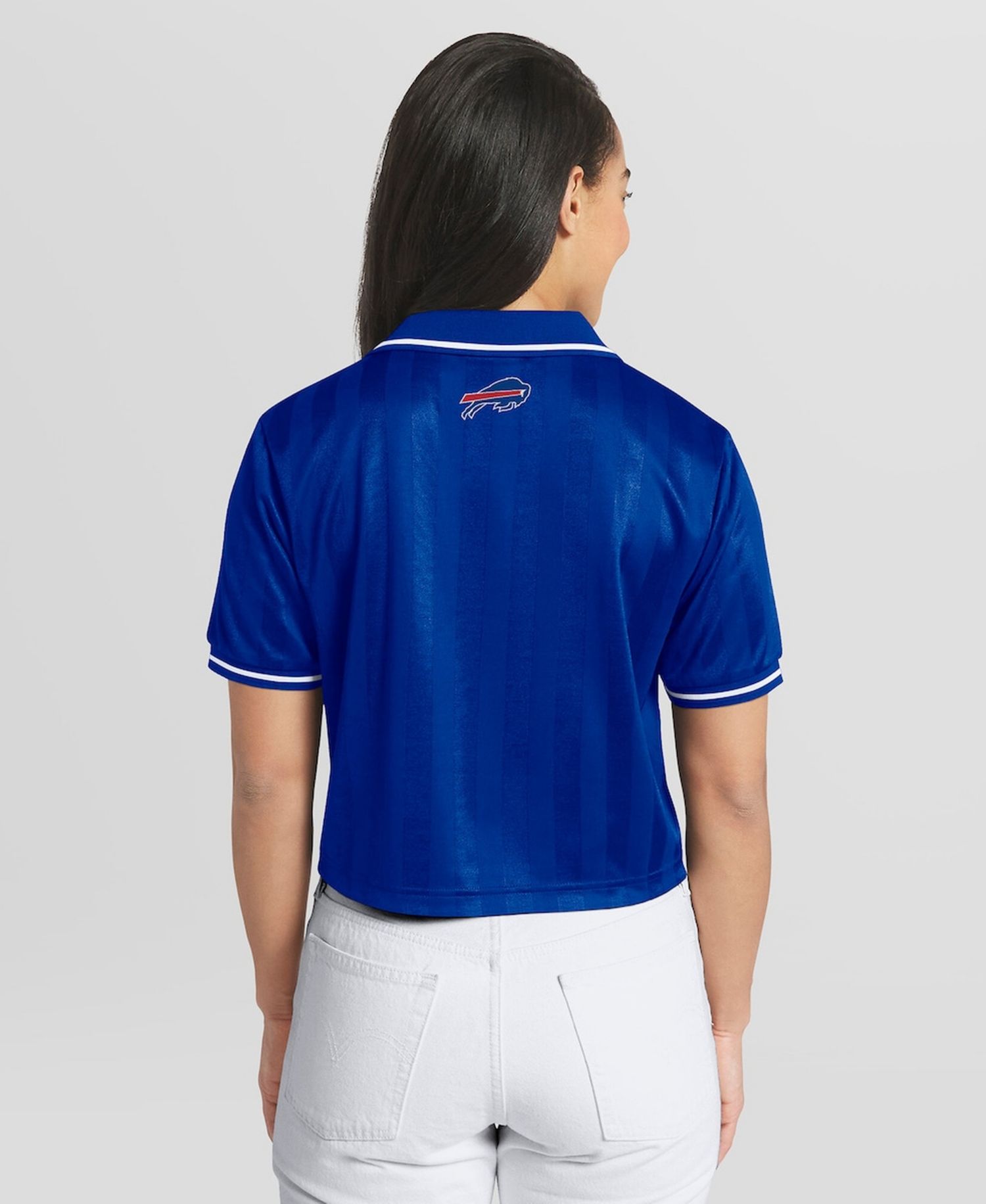 Women's Royal Buffalo Bills Cropped Jersey Polo Shirt
