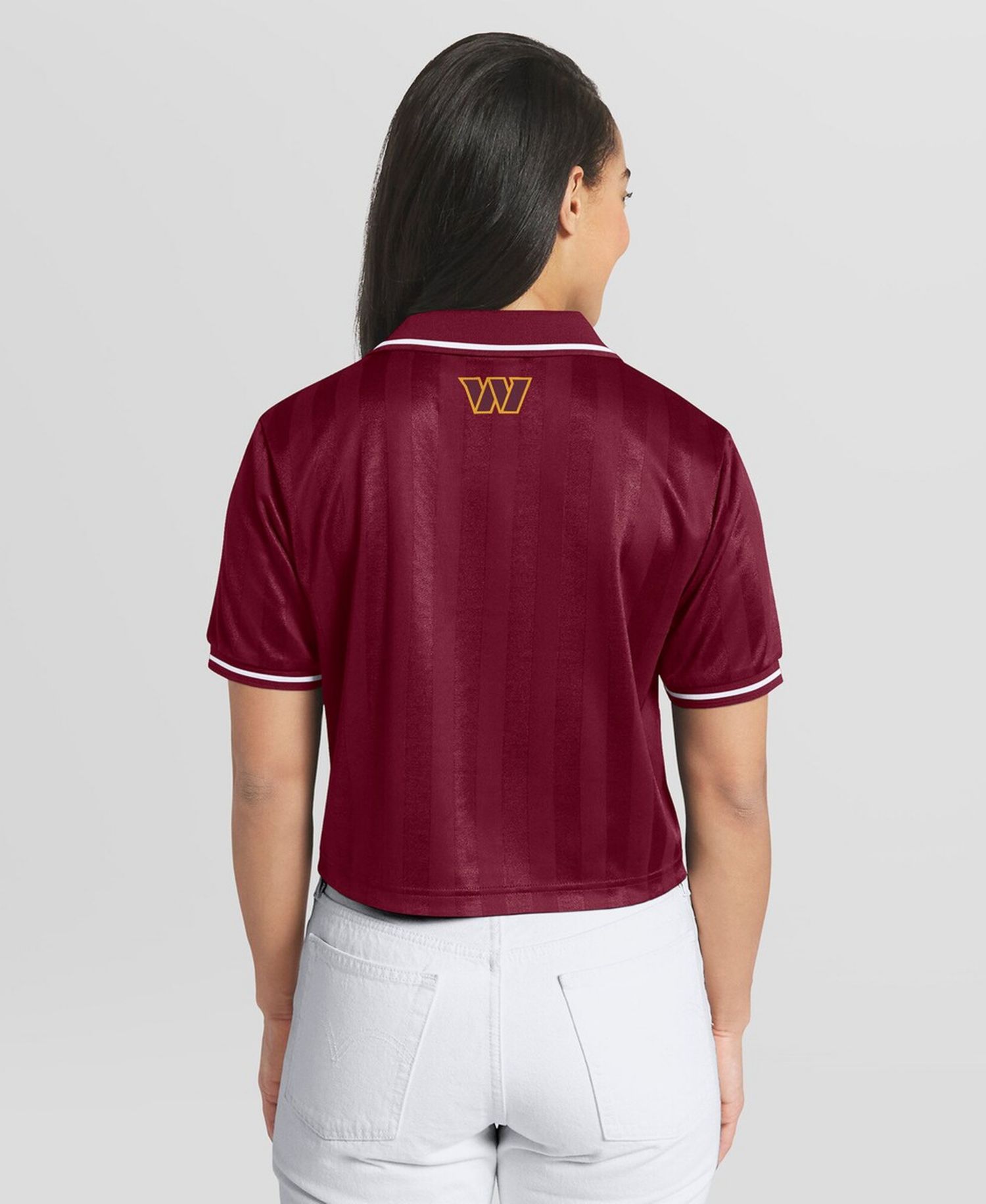 Women's Burgundy Washington Commanders Cropped Jersey Polo Shirt
