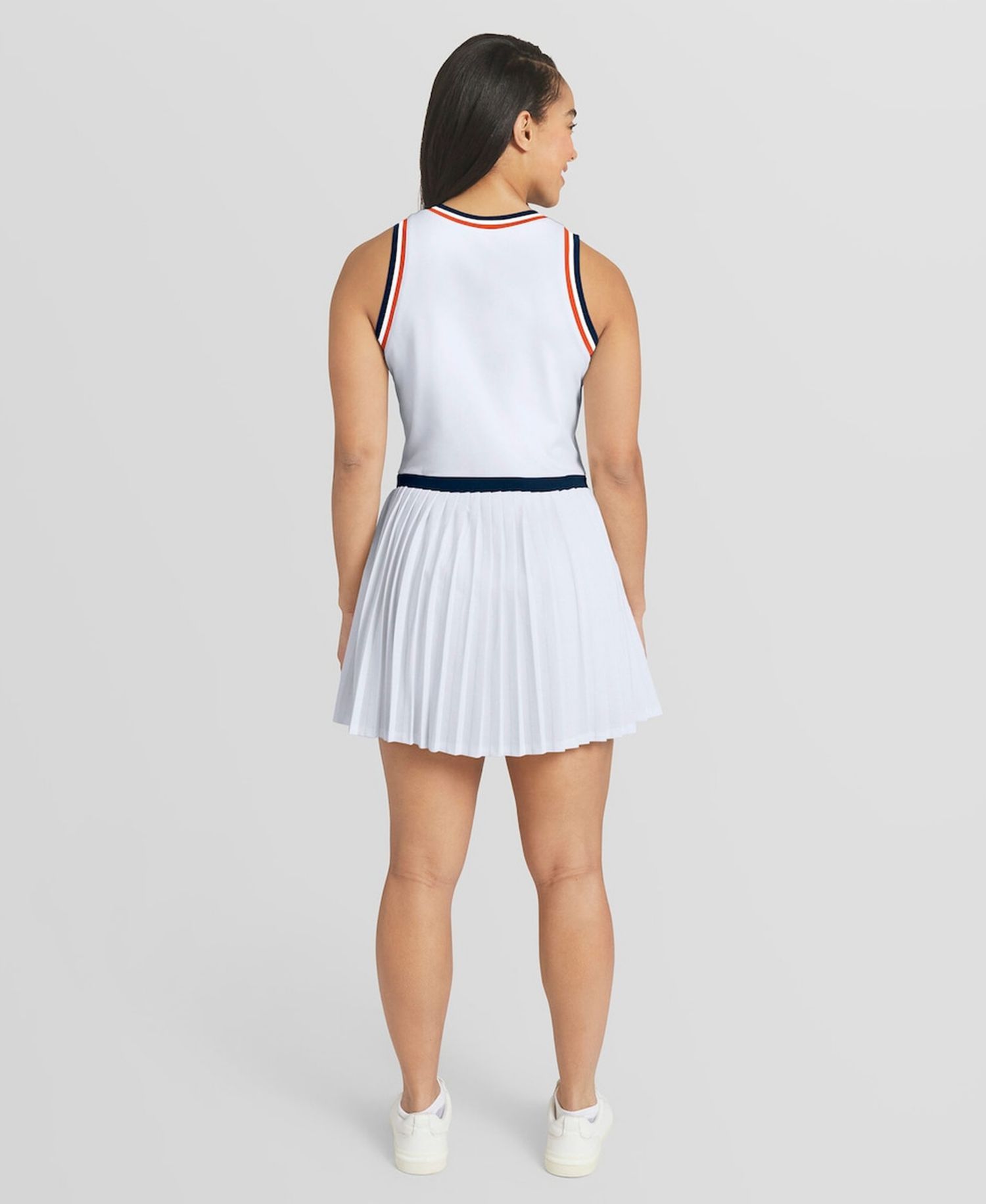 Women's White Houston Astros Zip-Front Pleated Tri-Blend Scoop Neck Tank Dress