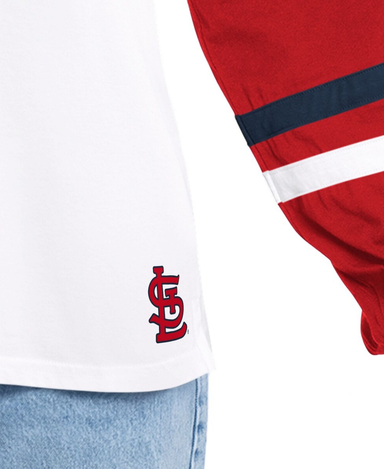 Women's White/Red St. Louis Cardinals Key Player Oversized Hooded Long Sleeve T-Shirt