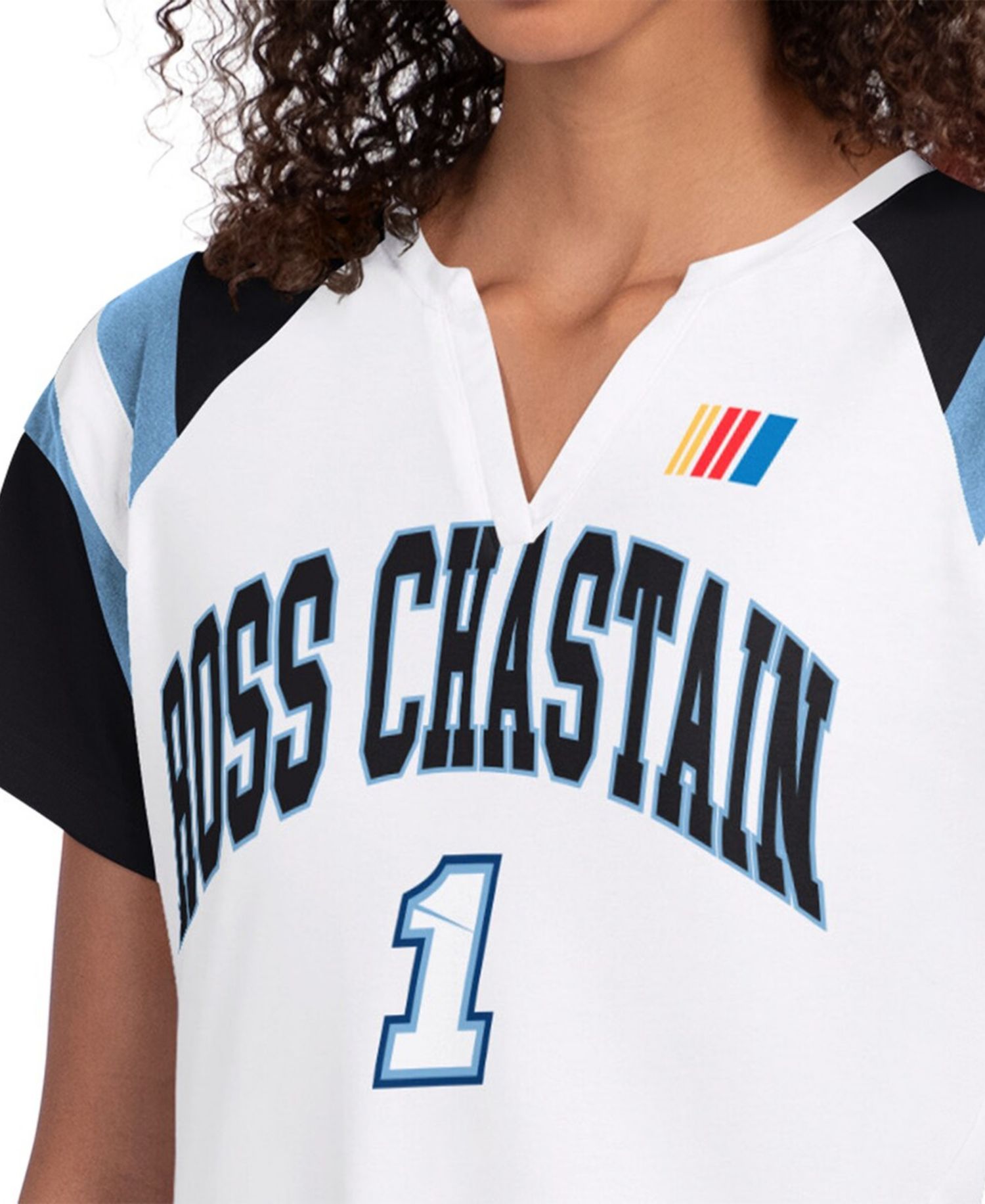 Women's White Ross Chastain Game On Raglan Notch Neck T-Shirt